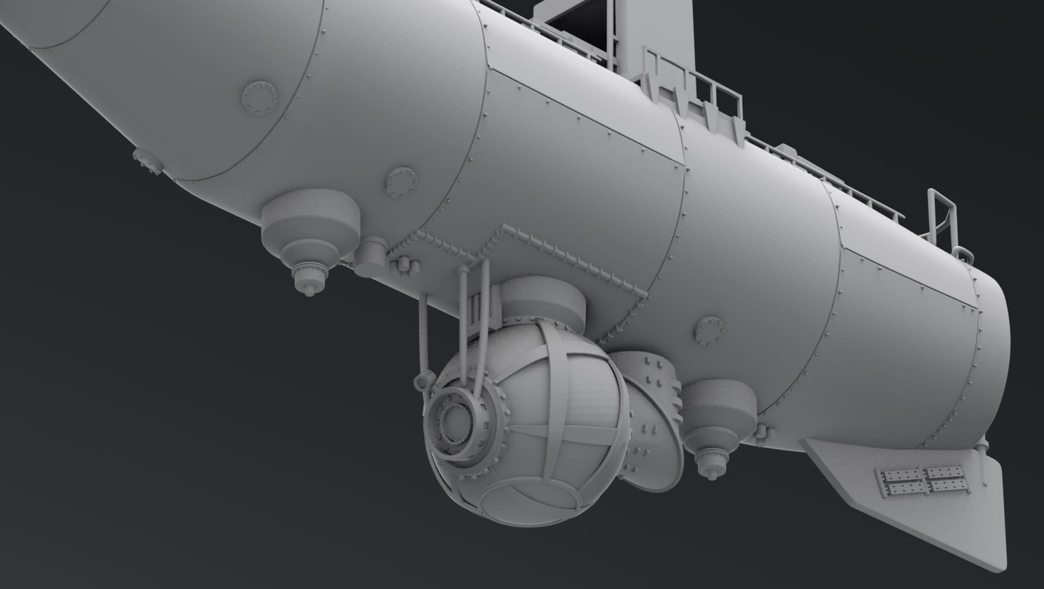 Bathyscaphe Trieste scale model  3D print model_5