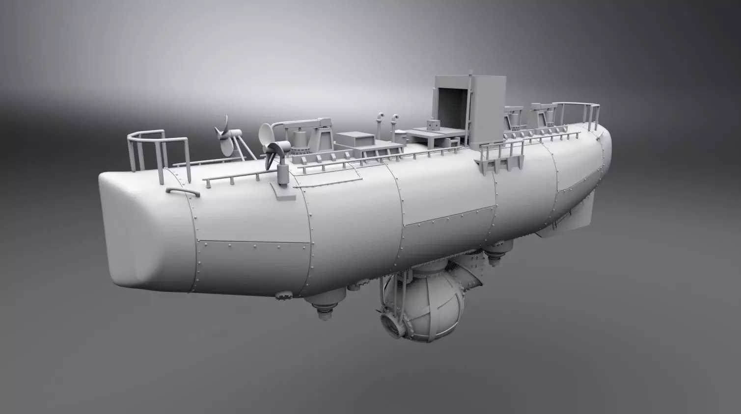 Bathyscaphe Trieste scale model  3D print model_0