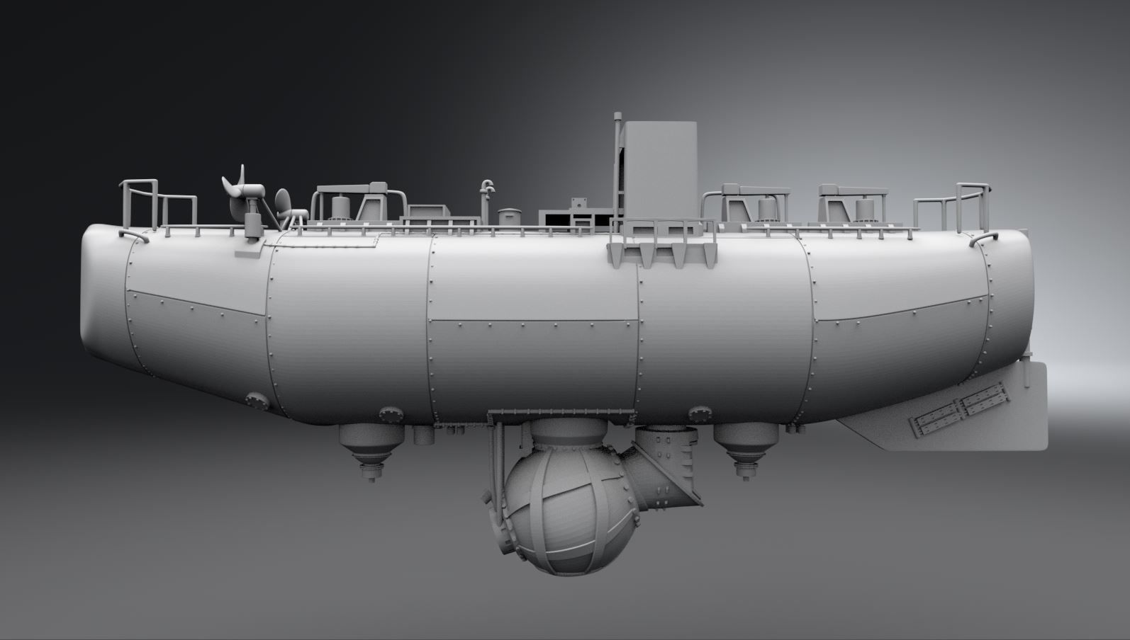 Bathyscaphe Trieste scale model  3D print model_1