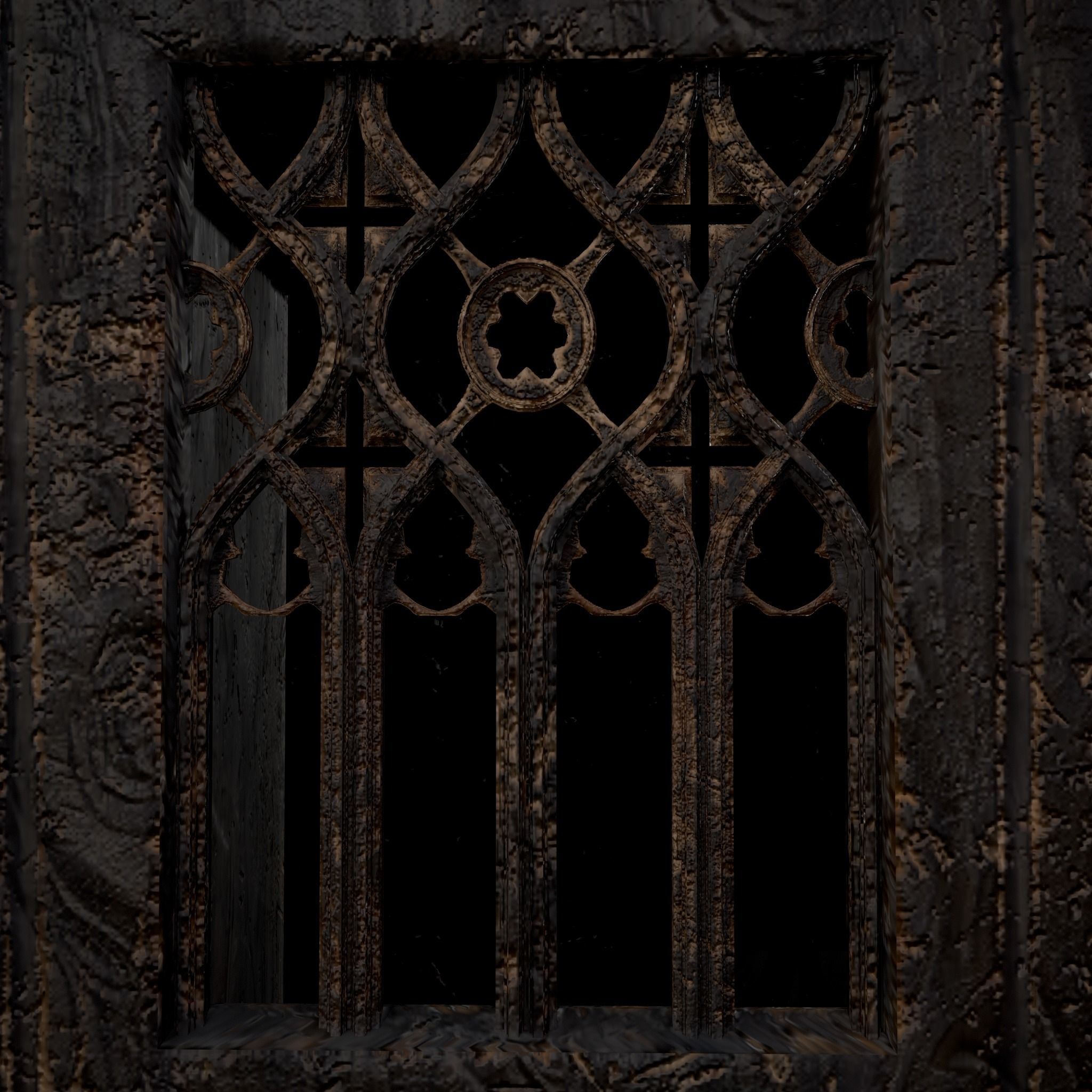 Small Gothic Cabinet Low-poly 3D model_21