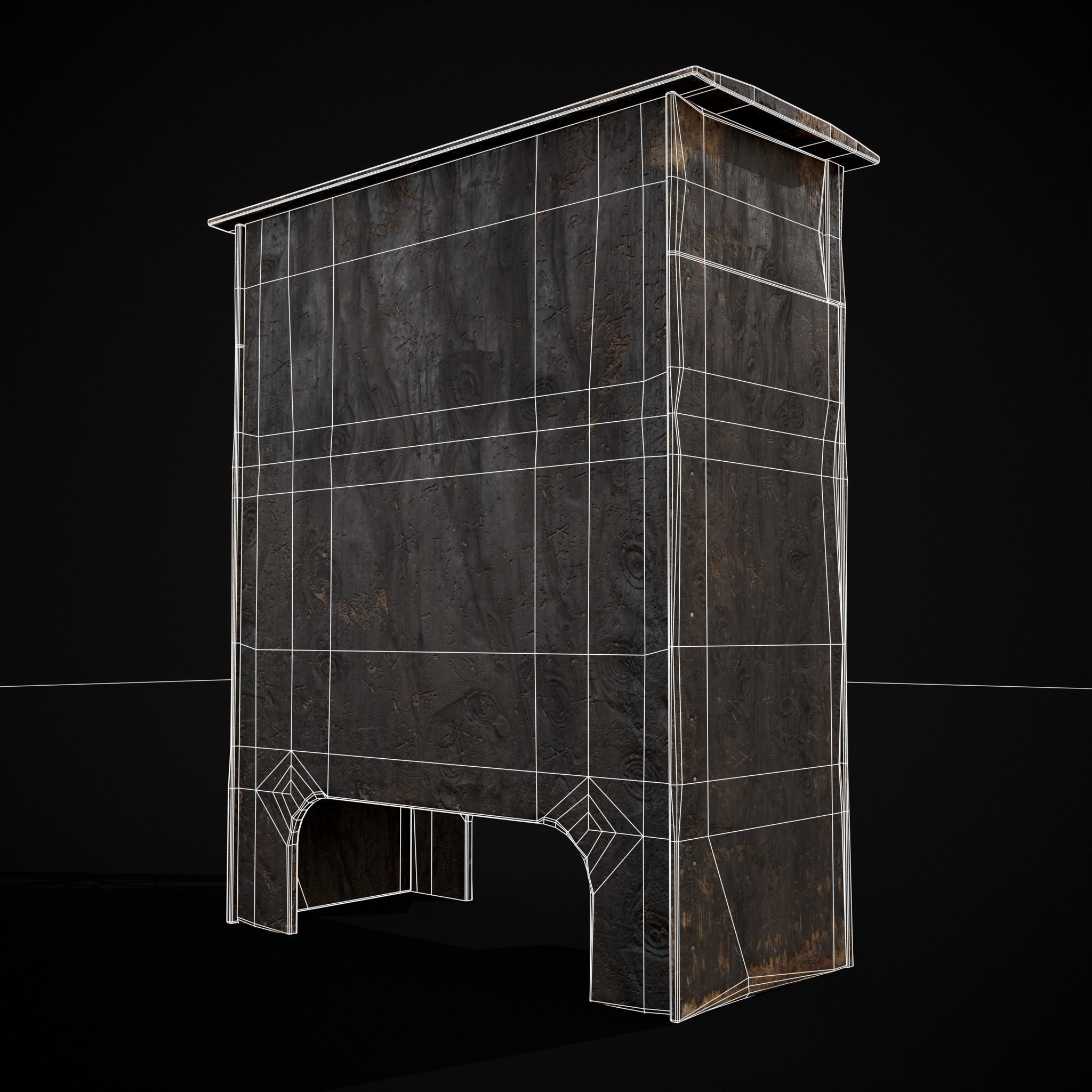 Small Gothic Cabinet Low-poly 3D model_10