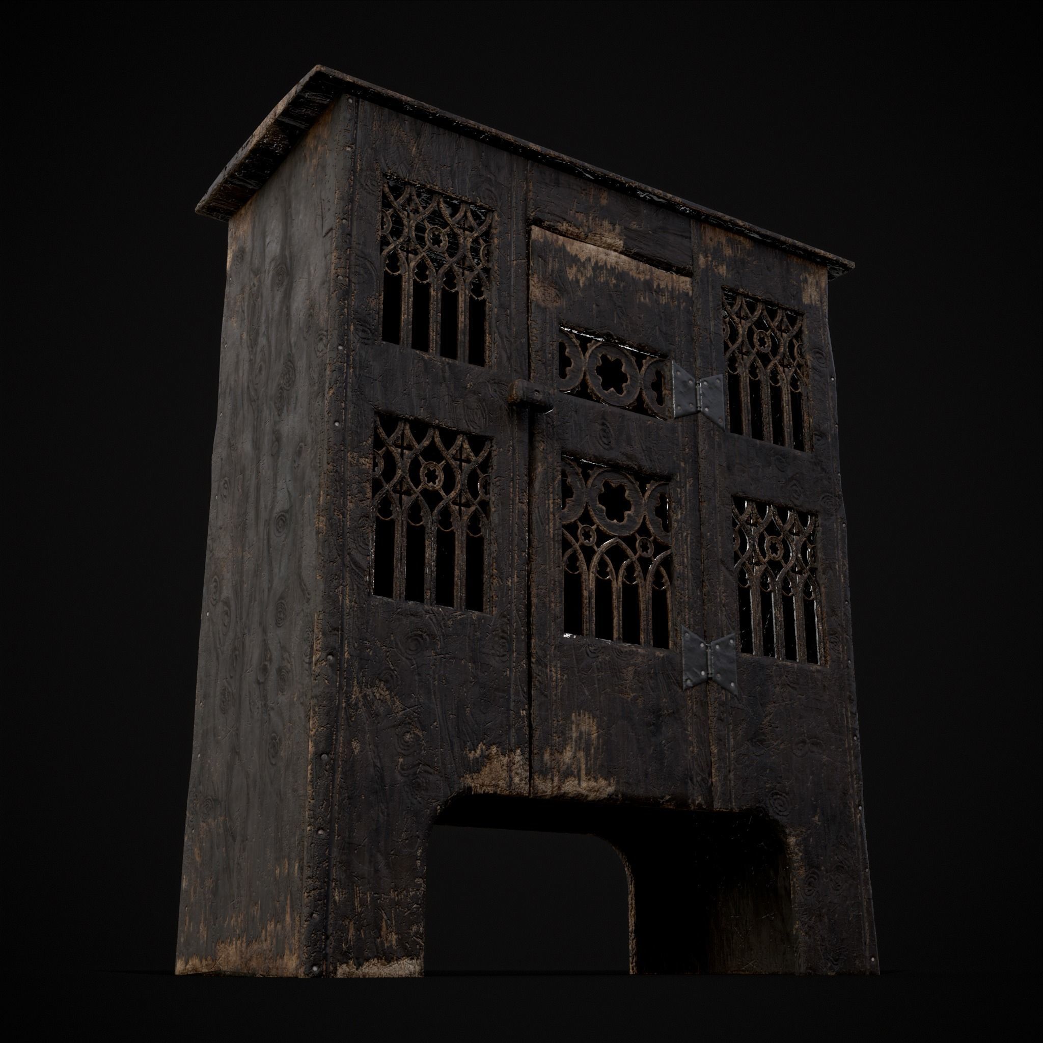 Small Gothic Cabinet Low-poly 3D model_37