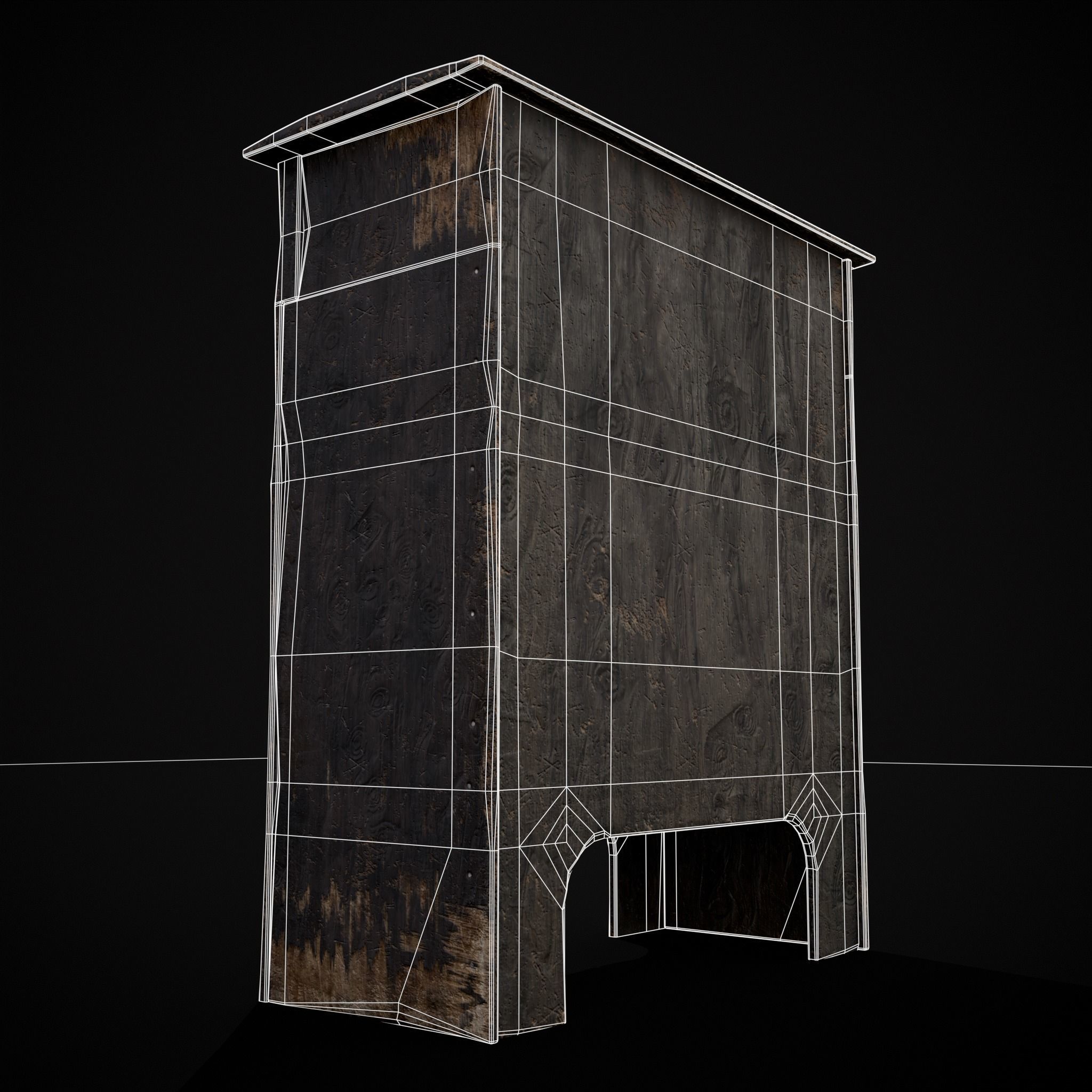 Small Gothic Cabinet Low-poly 3D model_26