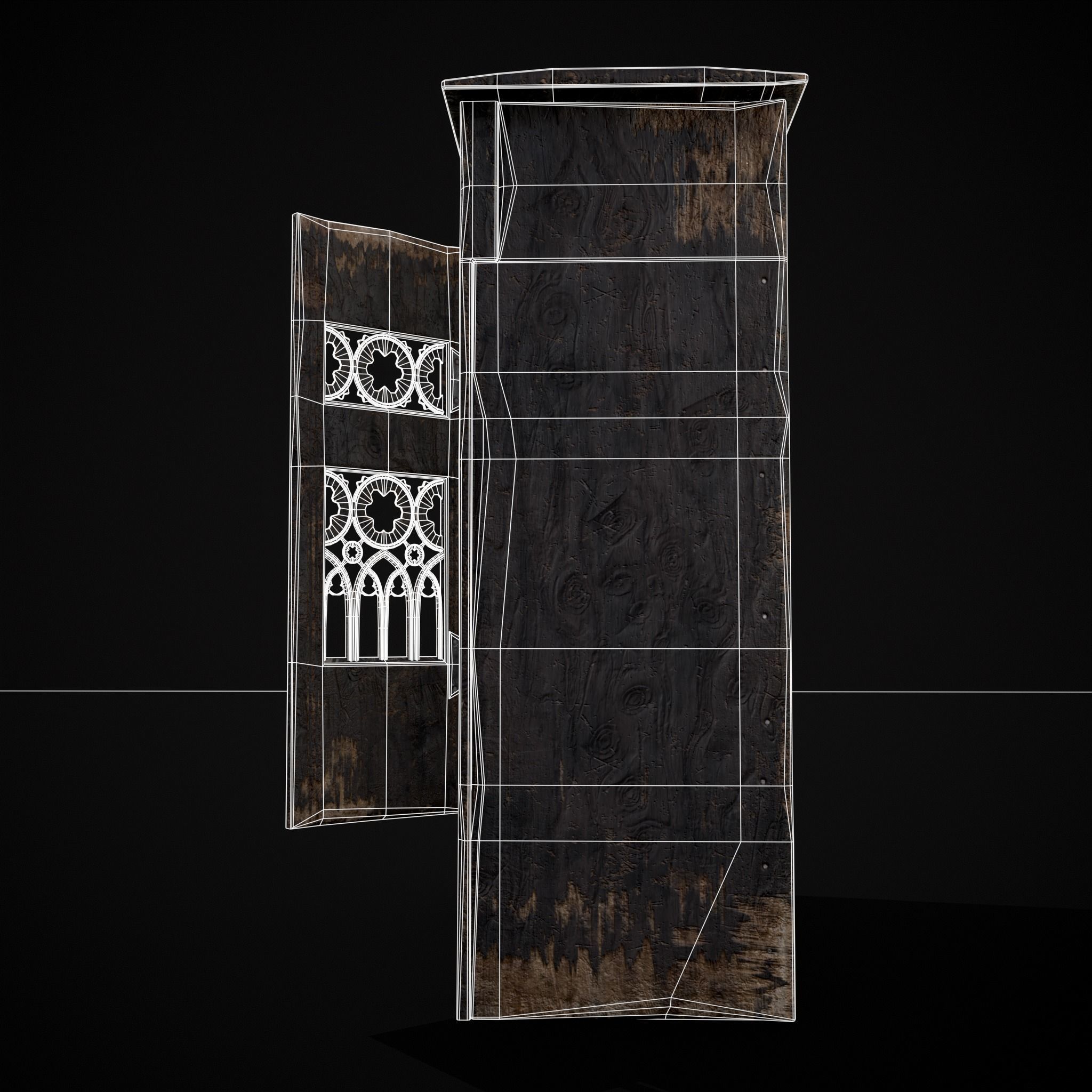 Small Gothic Cabinet Low-poly 3D model_12