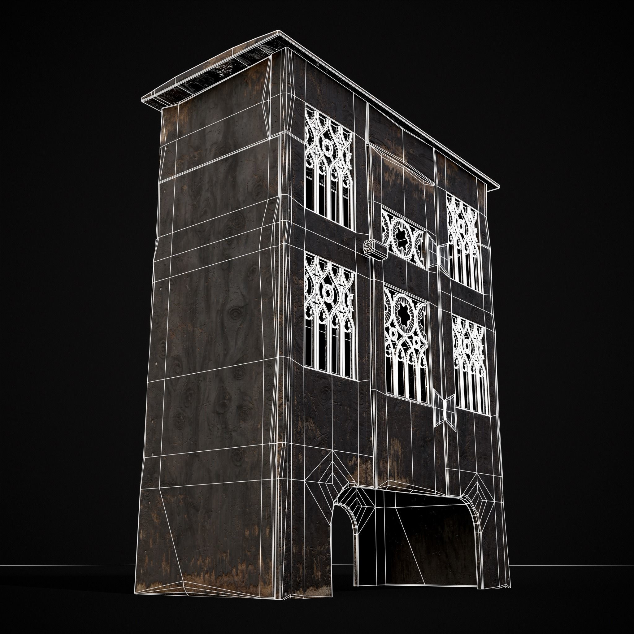 Small Gothic Cabinet Low-poly 3D model_30