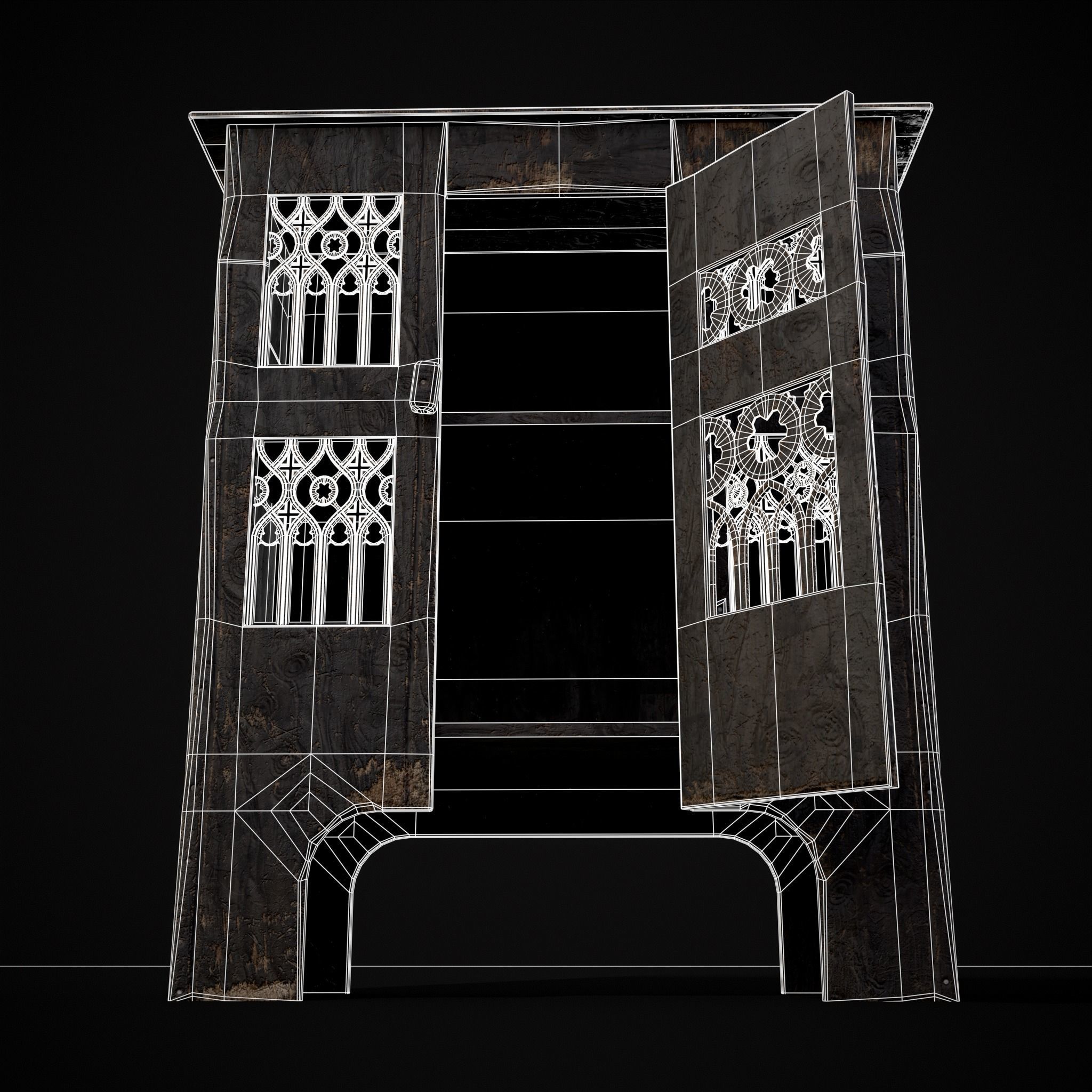 Small Gothic Cabinet Low-poly 3D model_18