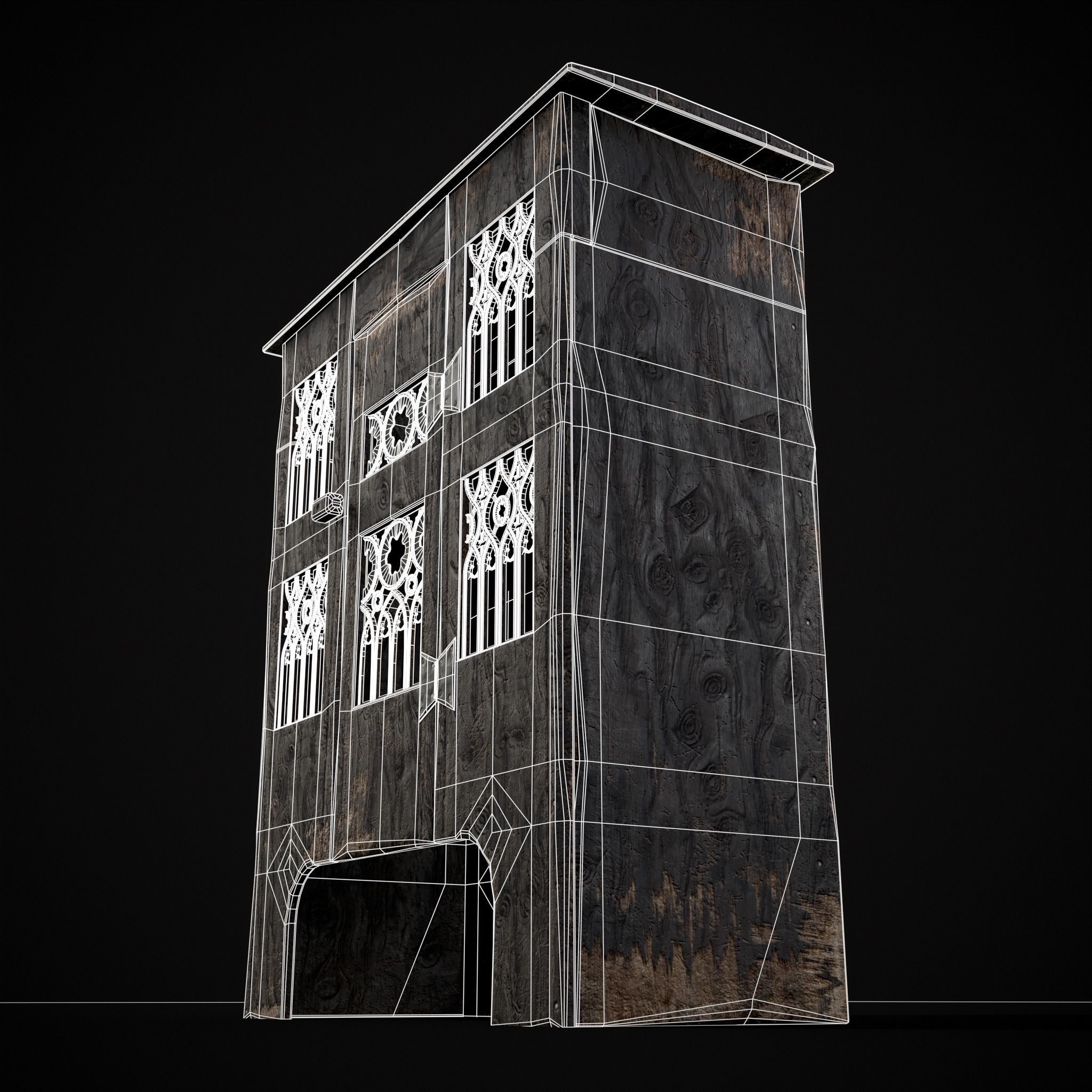 Small Gothic Cabinet Low-poly 3D model_36