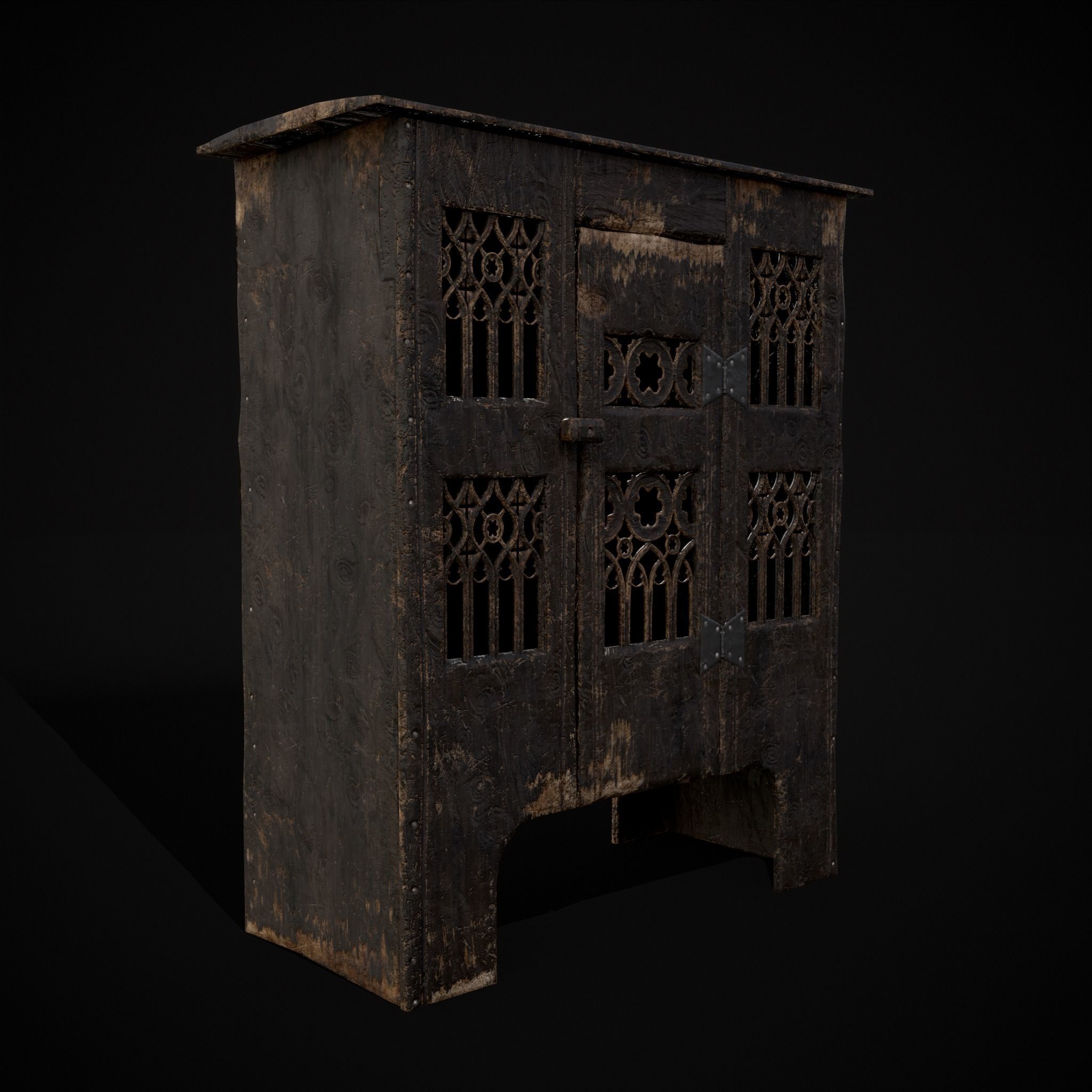 Small Gothic Cabinet Low-poly 3D model_23