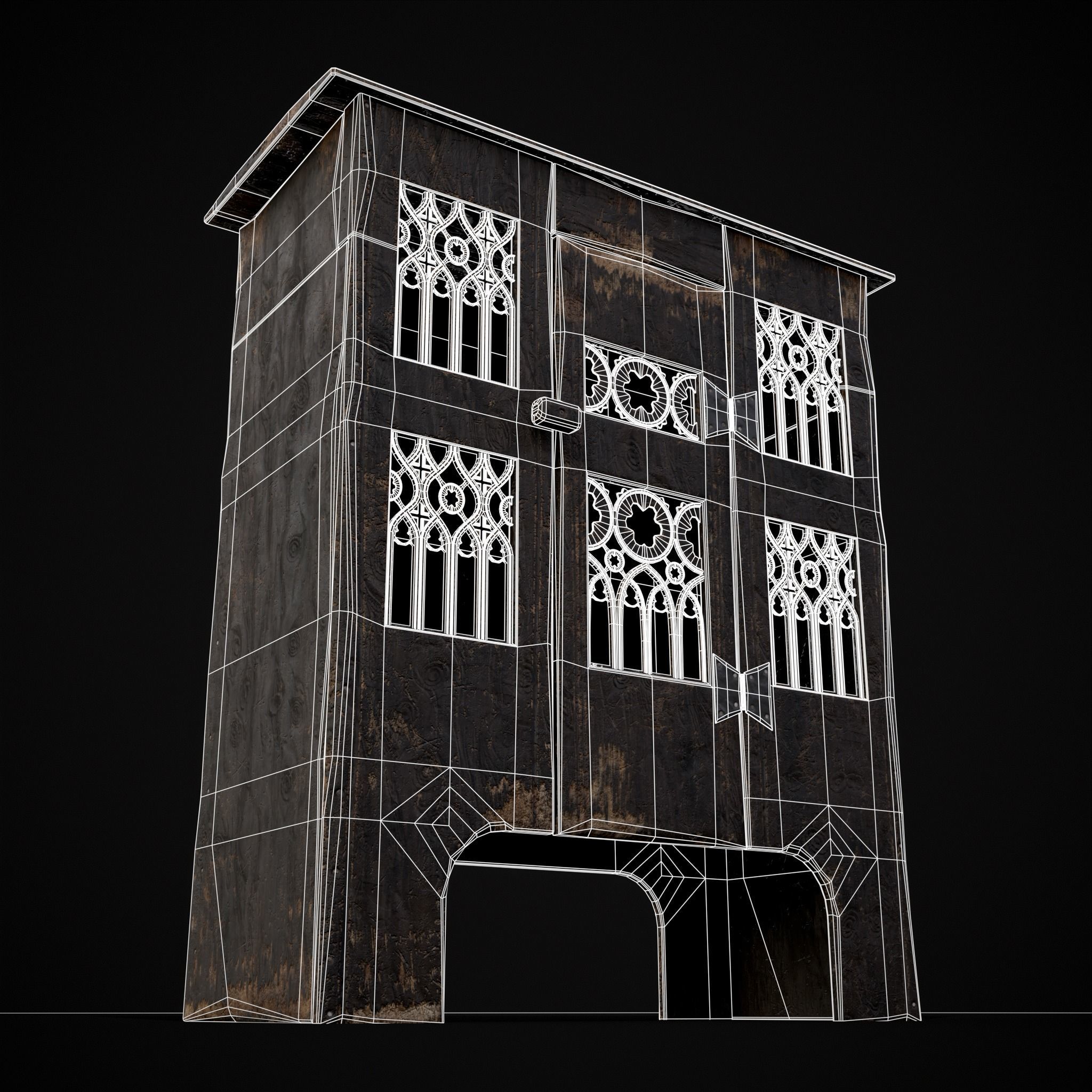Small Gothic Cabinet Low-poly 3D model_38