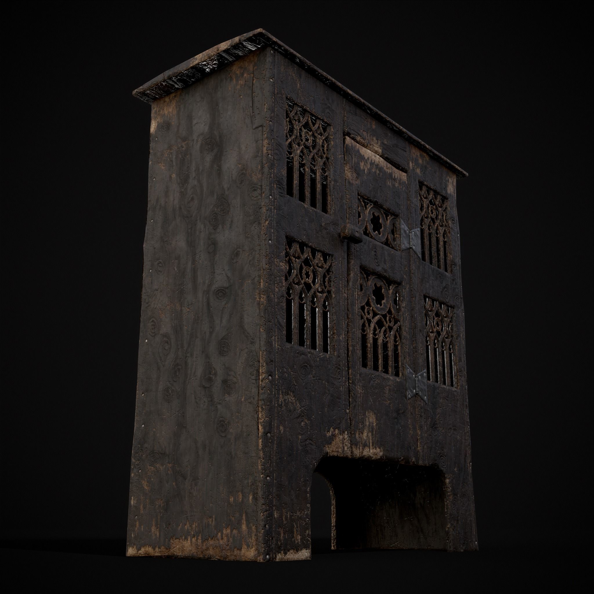 Small Gothic Cabinet Low-poly 3D model_29