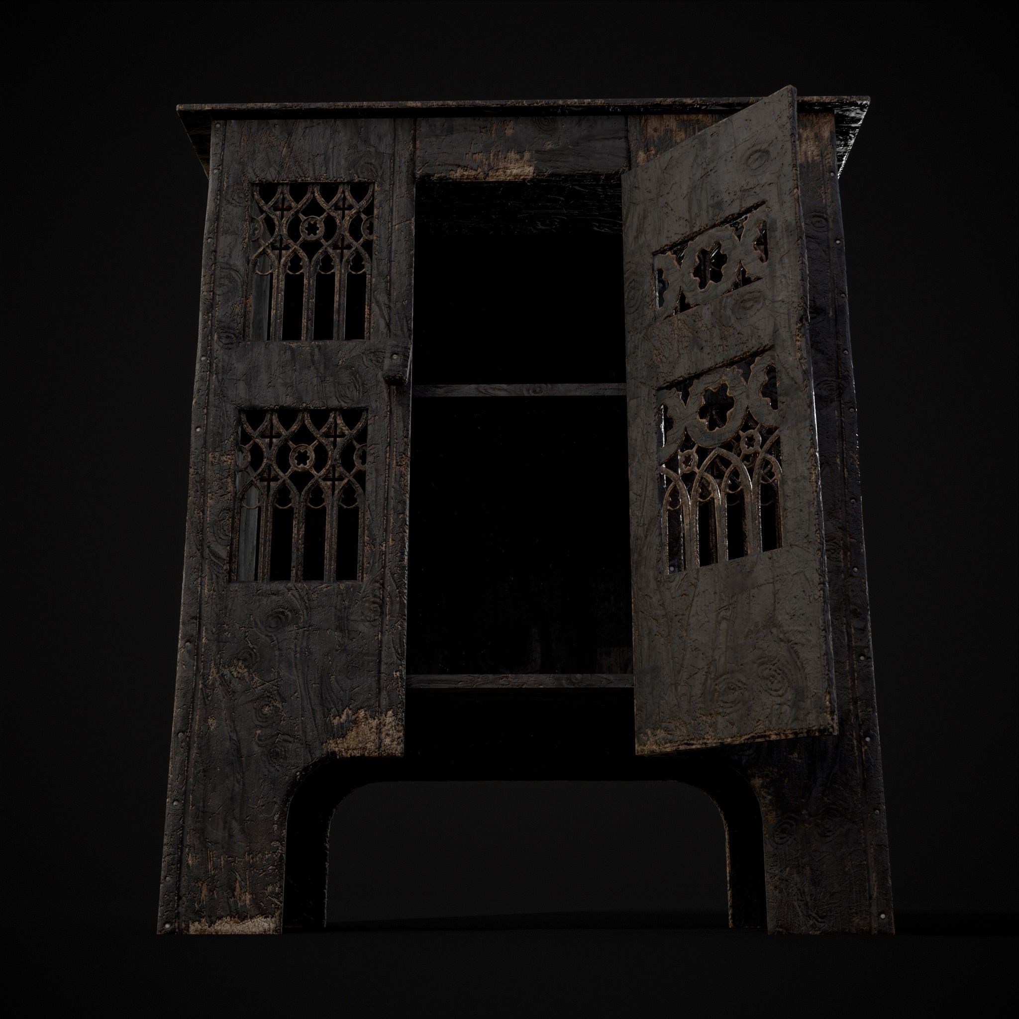 Small Gothic Cabinet Low-poly 3D model_17