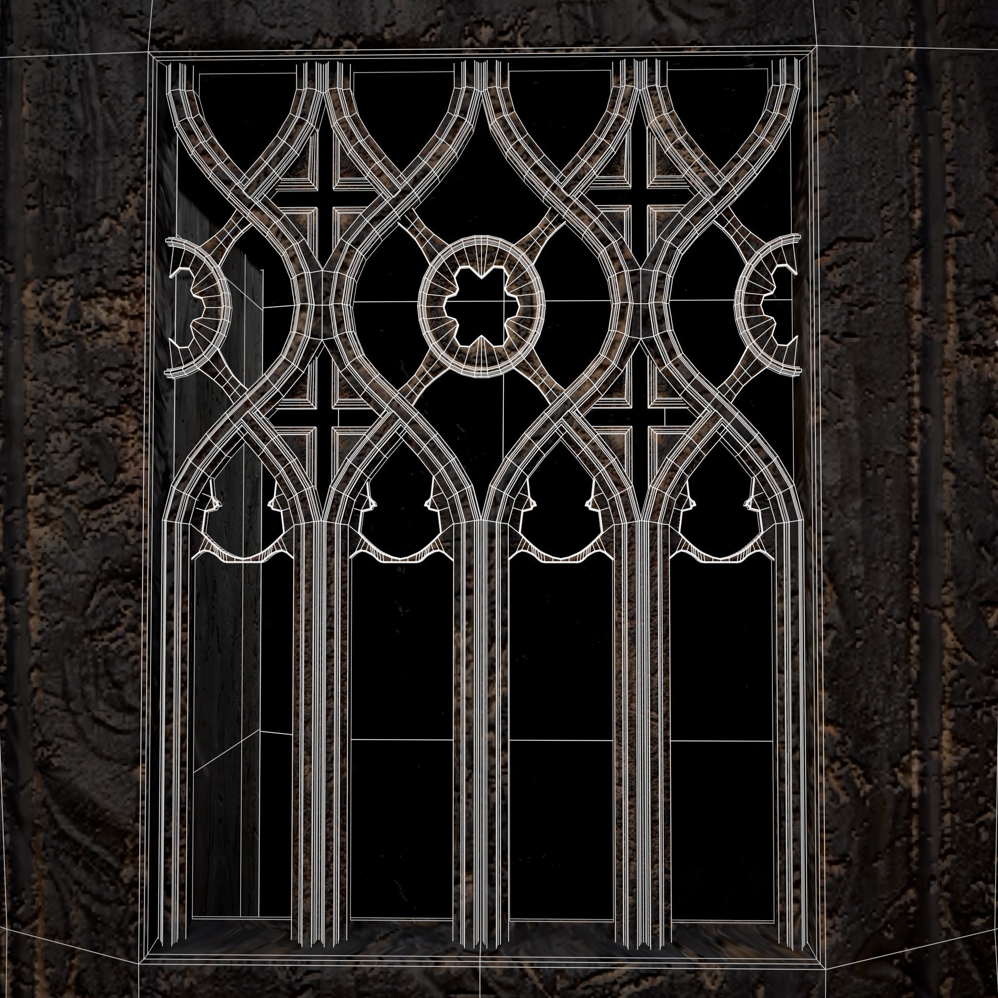 Small Gothic Cabinet Low-poly 3D model_22