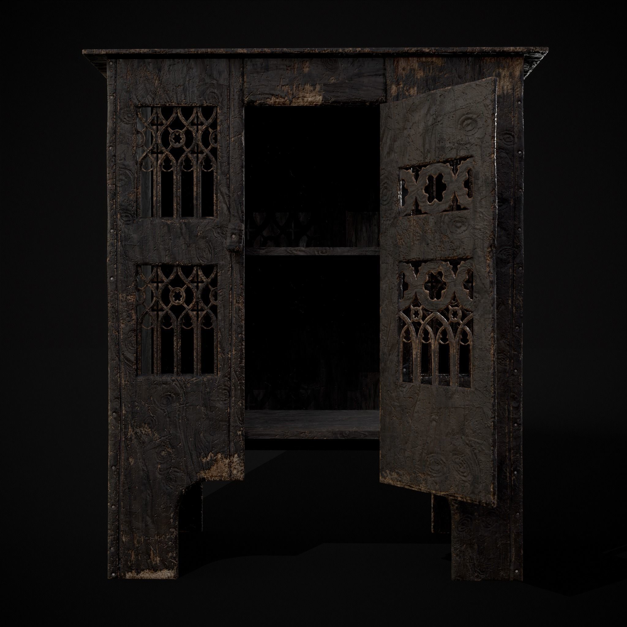 Small Gothic Cabinet Low-poly 3D model_15