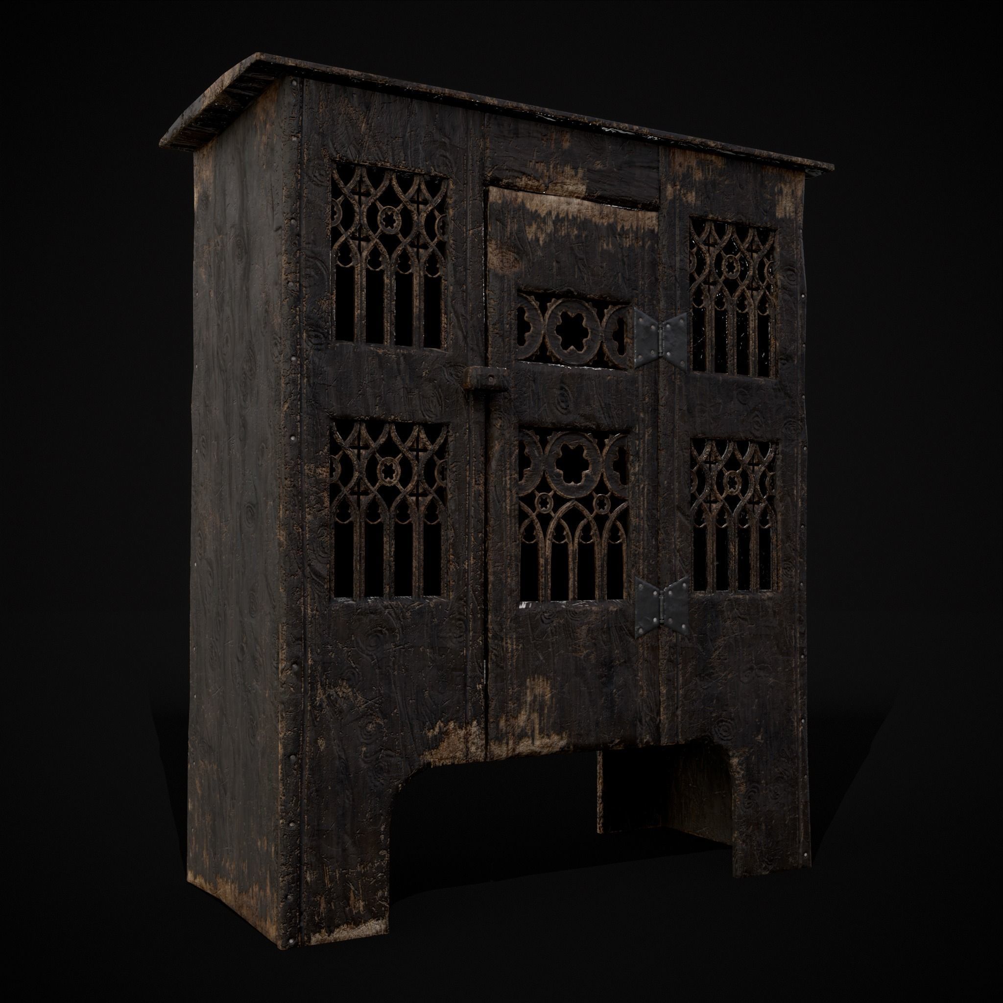 Small Gothic Cabinet Low-poly 3D model_3