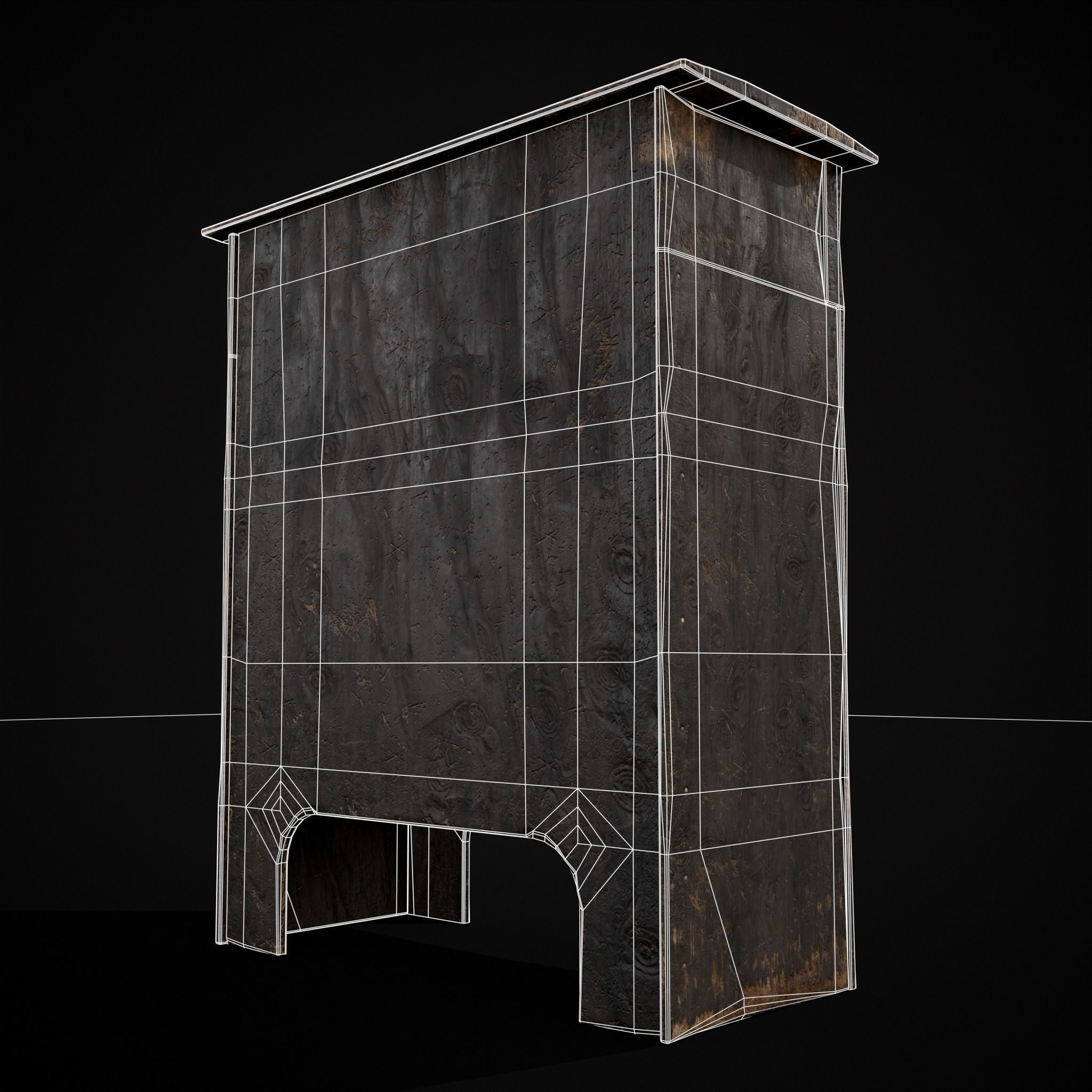 Small Gothic Cabinet Low-poly 3D model_34