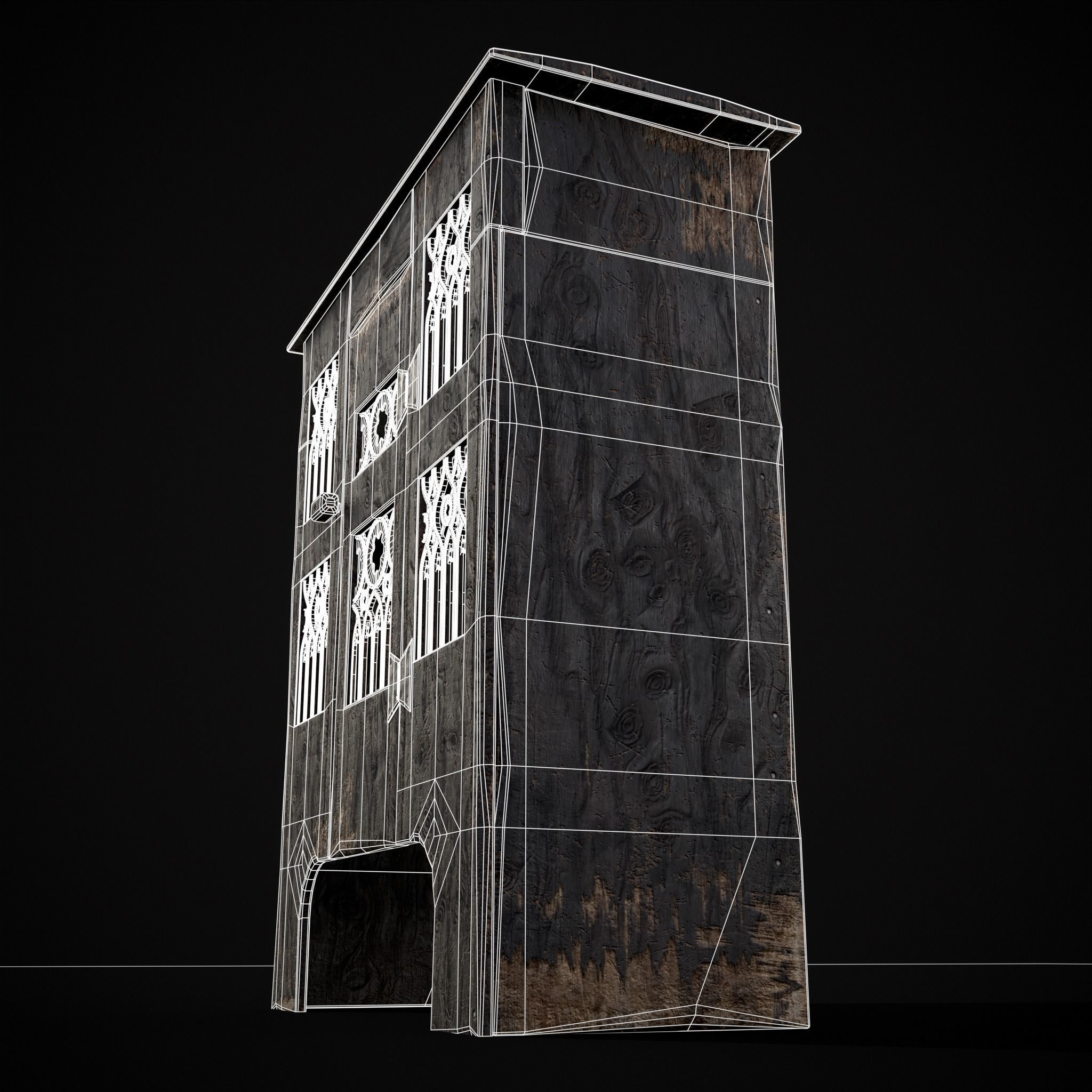 Small Gothic Cabinet Low-poly 3D model_28