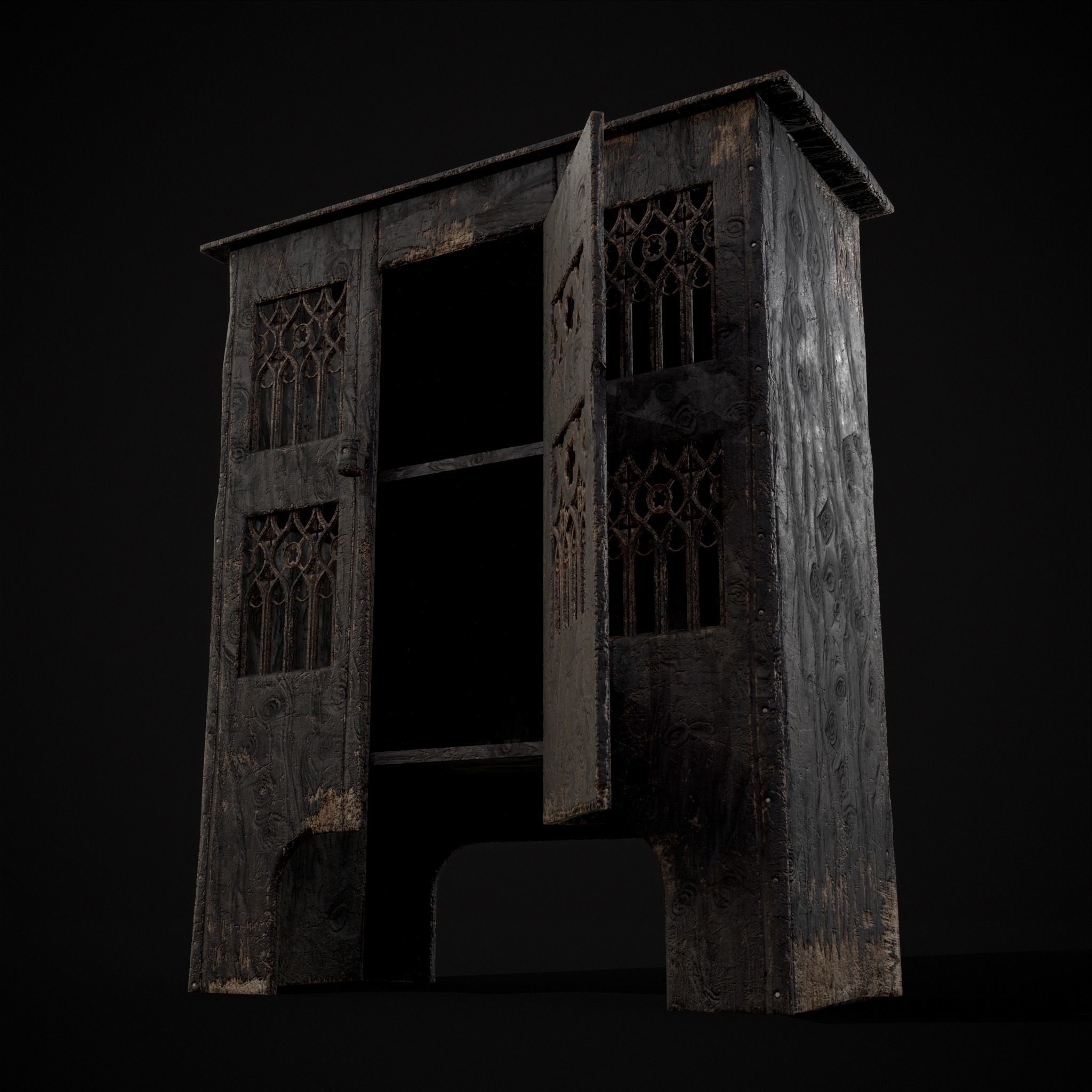 Small Gothic Cabinet Low-poly 3D model_7