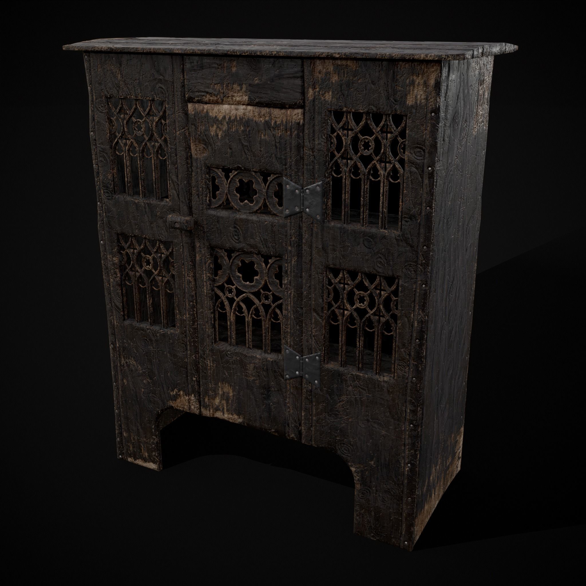 Small Gothic Cabinet Low-poly 3D model_39