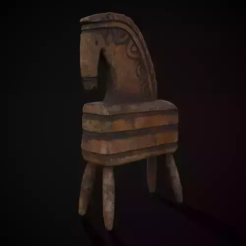 Carved Medieval Horse Toy Low-poly 3D model