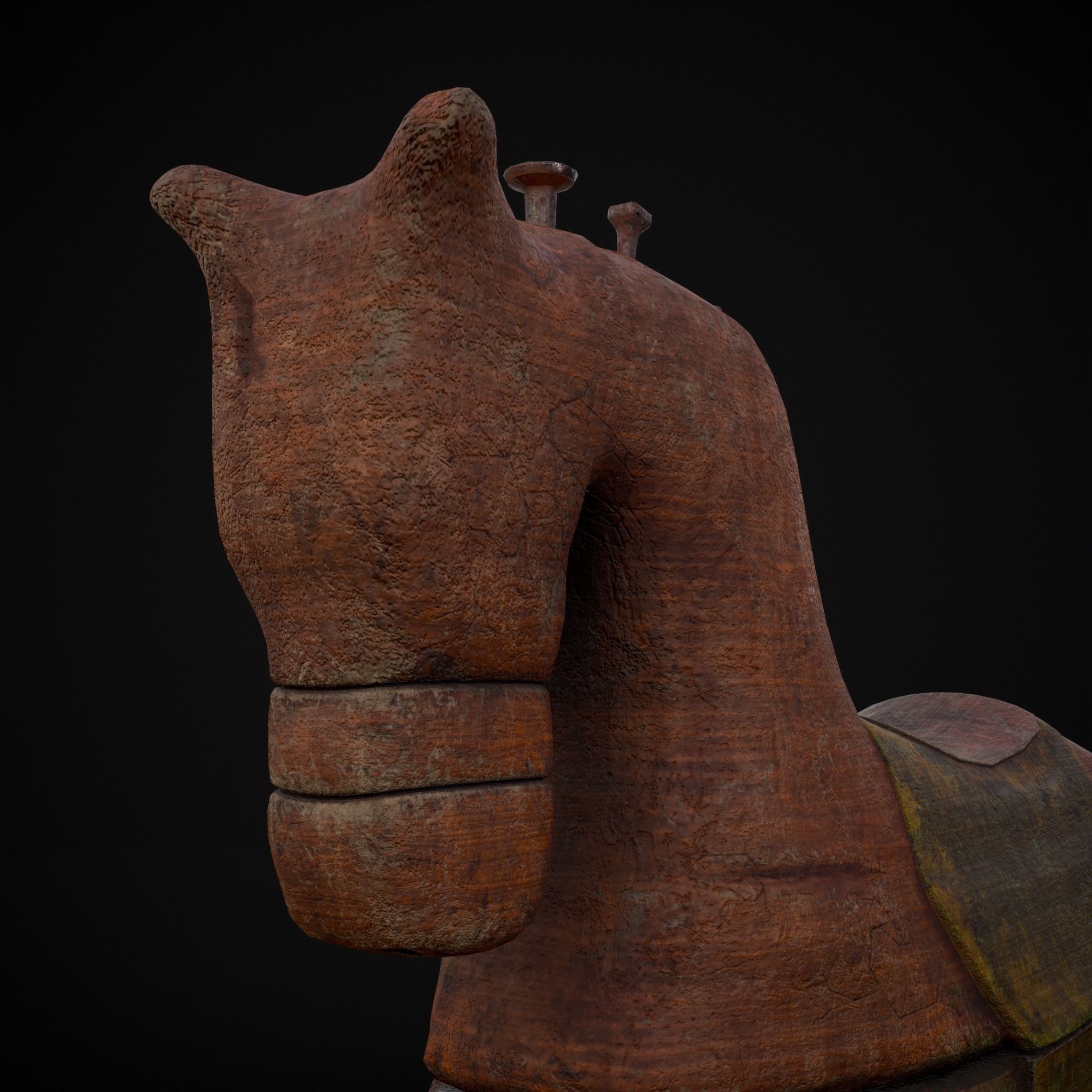 Medieval Horse Pull Along Low-poly 3D model_7