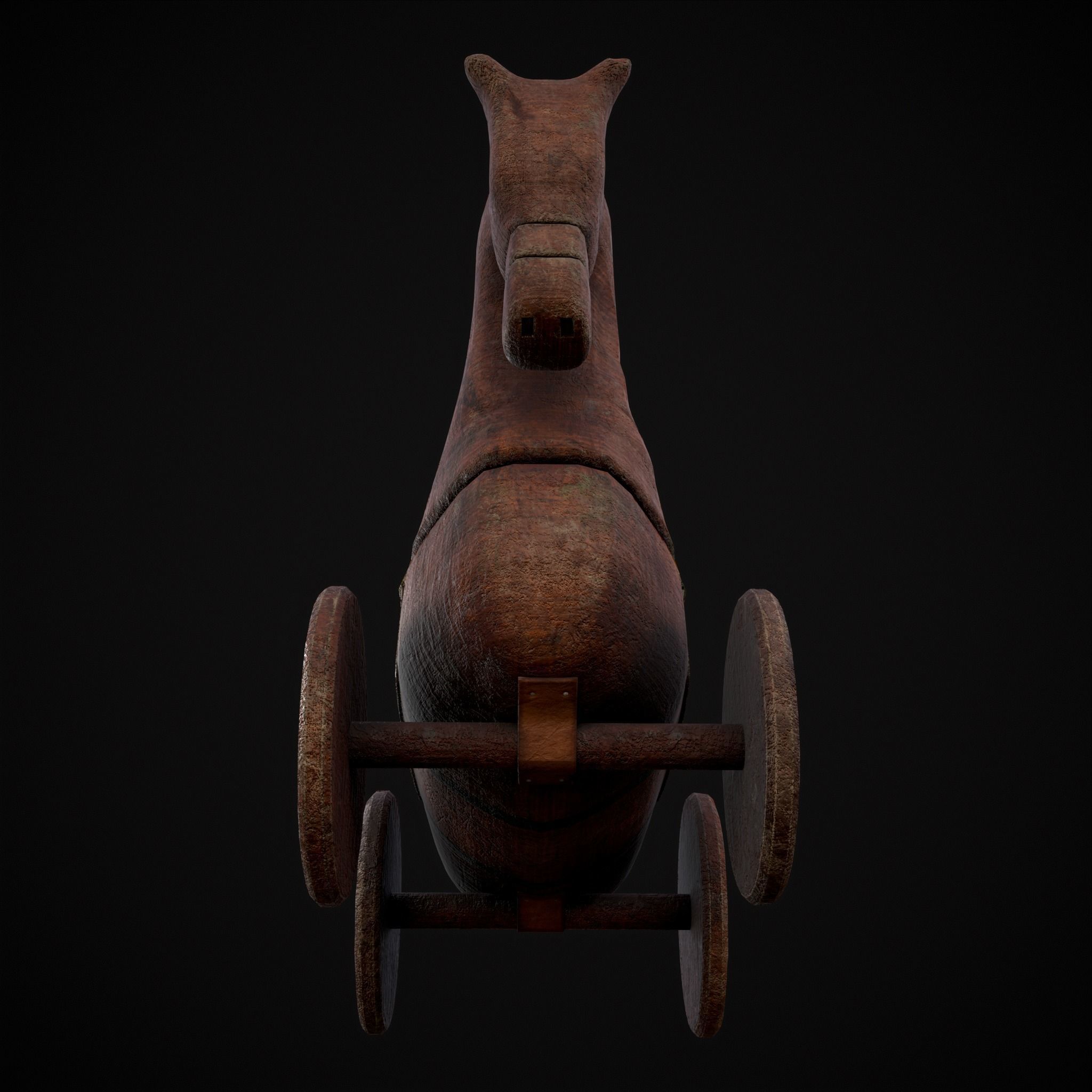 Medieval Horse Pull Along Low-poly 3D model_23