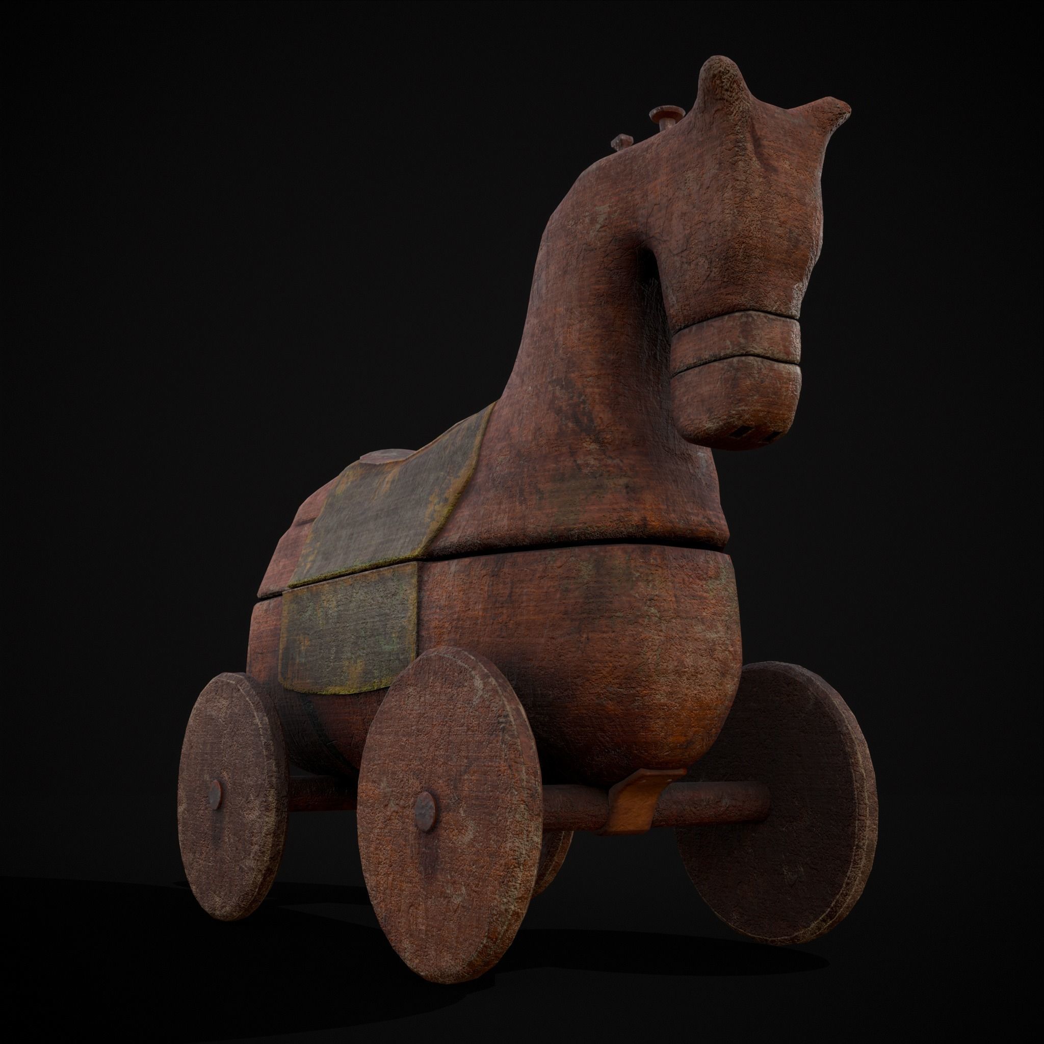 Medieval Horse Pull Along Low-poly 3D model_39
