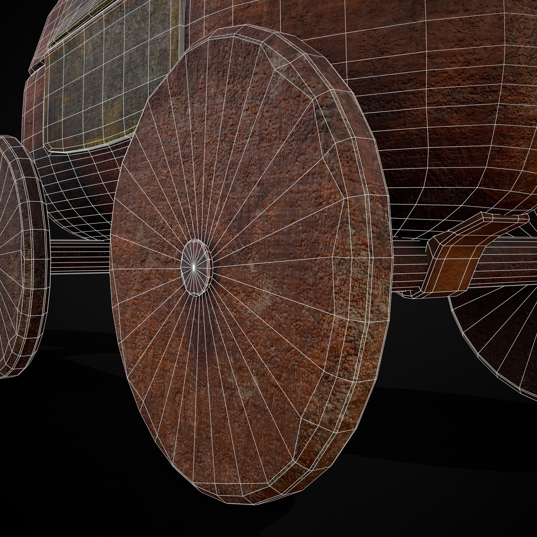 Medieval Horse Pull Along Low-poly 3D model_12