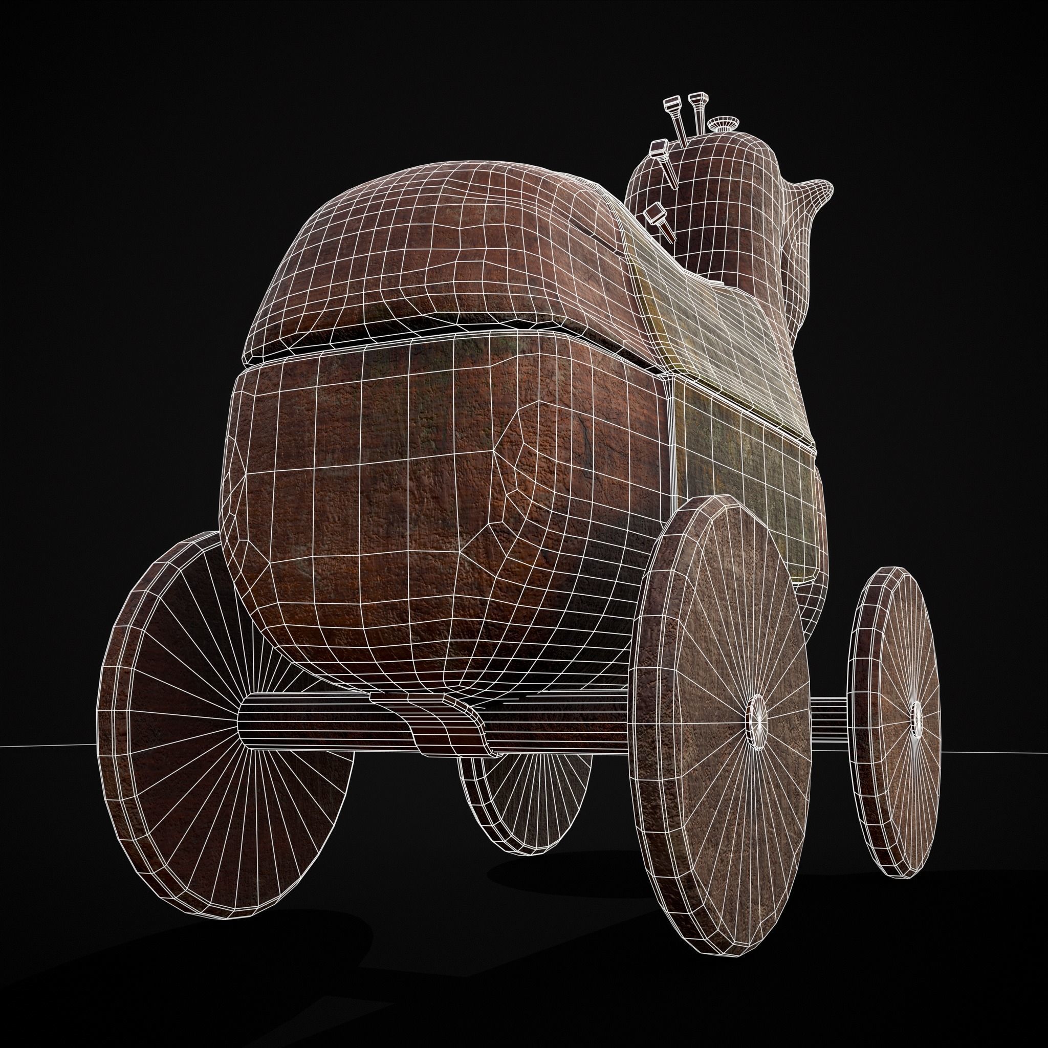 Medieval Horse Pull Along Low-poly 3D model_26