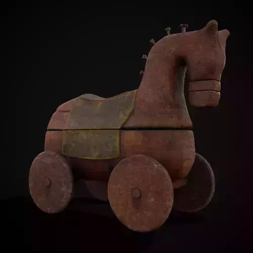 Medieval Horse Pull Along Low-poly 3D model