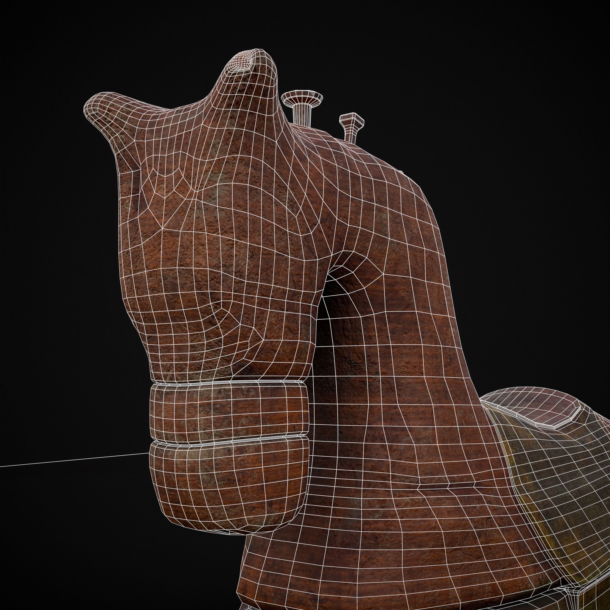 Medieval Horse Pull Along Low-poly 3D model_8
