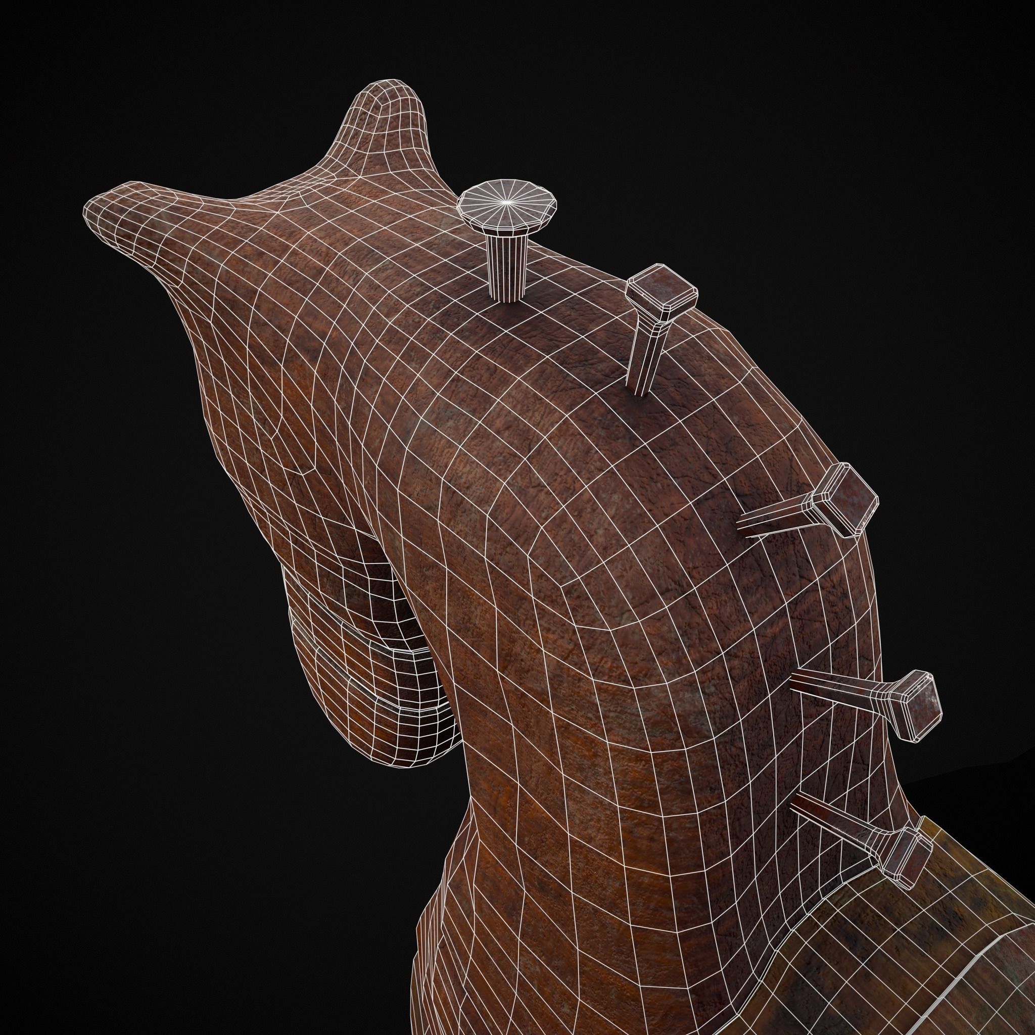 Medieval Horse Pull Along Low-poly 3D model_28