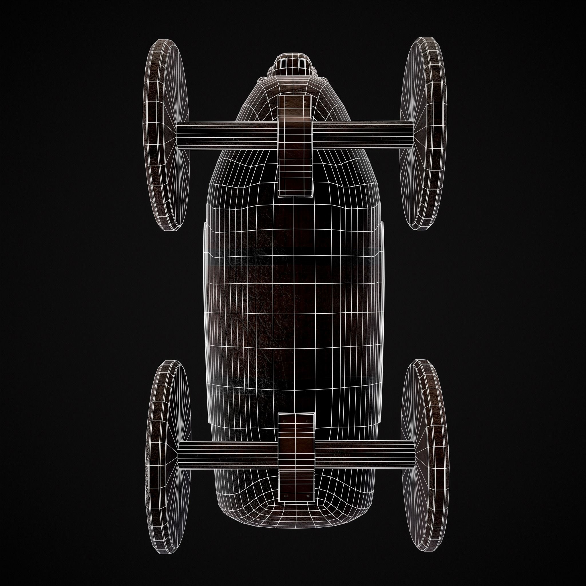 Medieval Horse Pull Along Low-poly 3D model_14