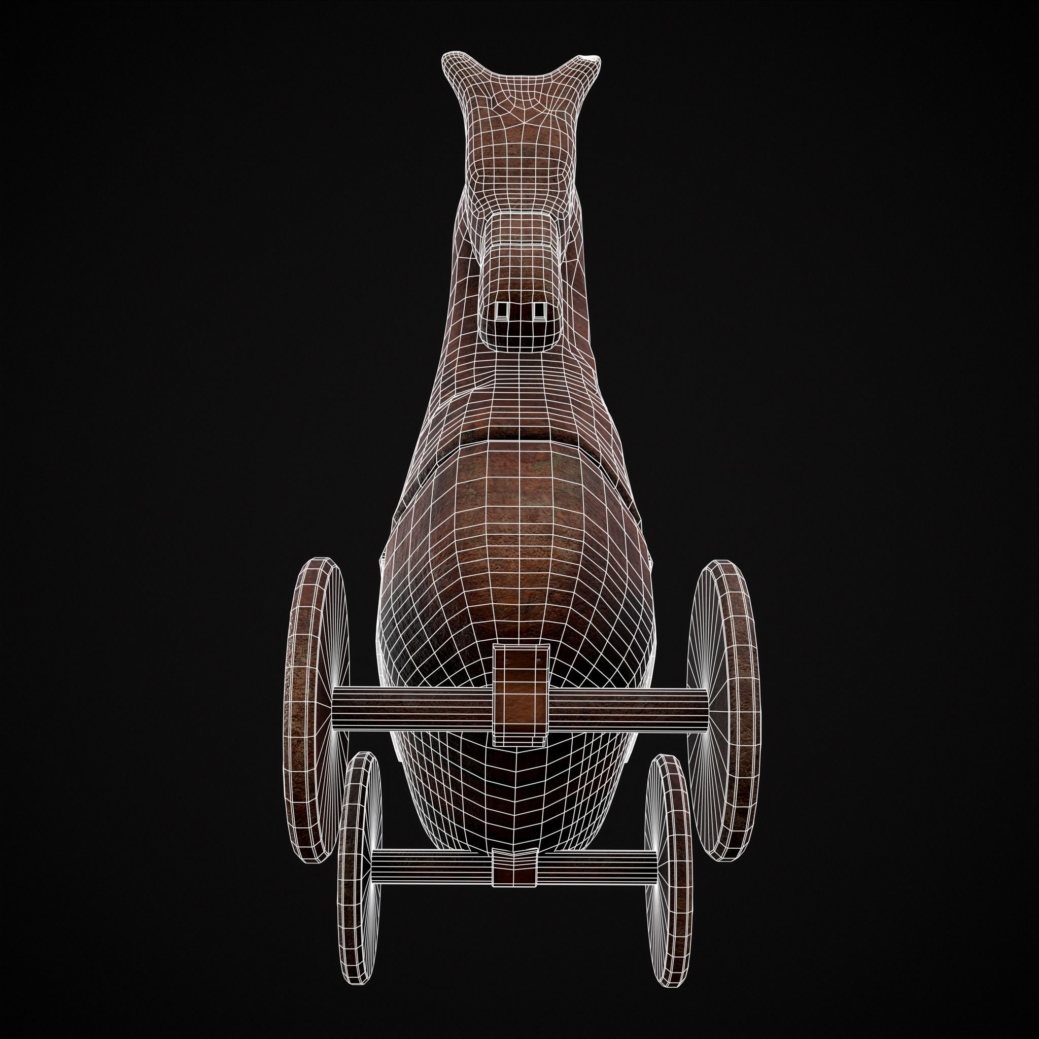 Medieval Horse Pull Along Low-poly 3D model_24