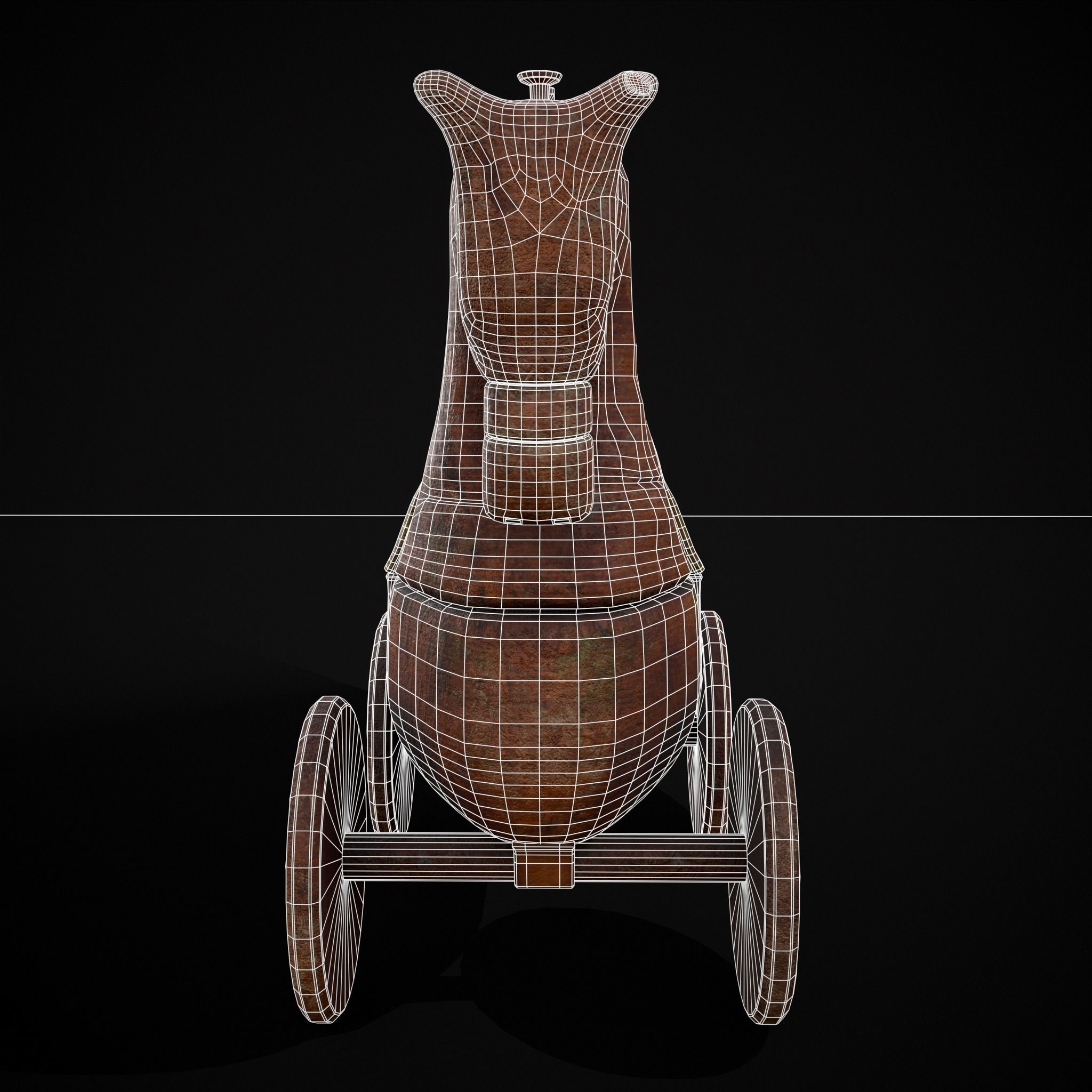 Medieval Horse Pull Along Low-poly 3D model_6