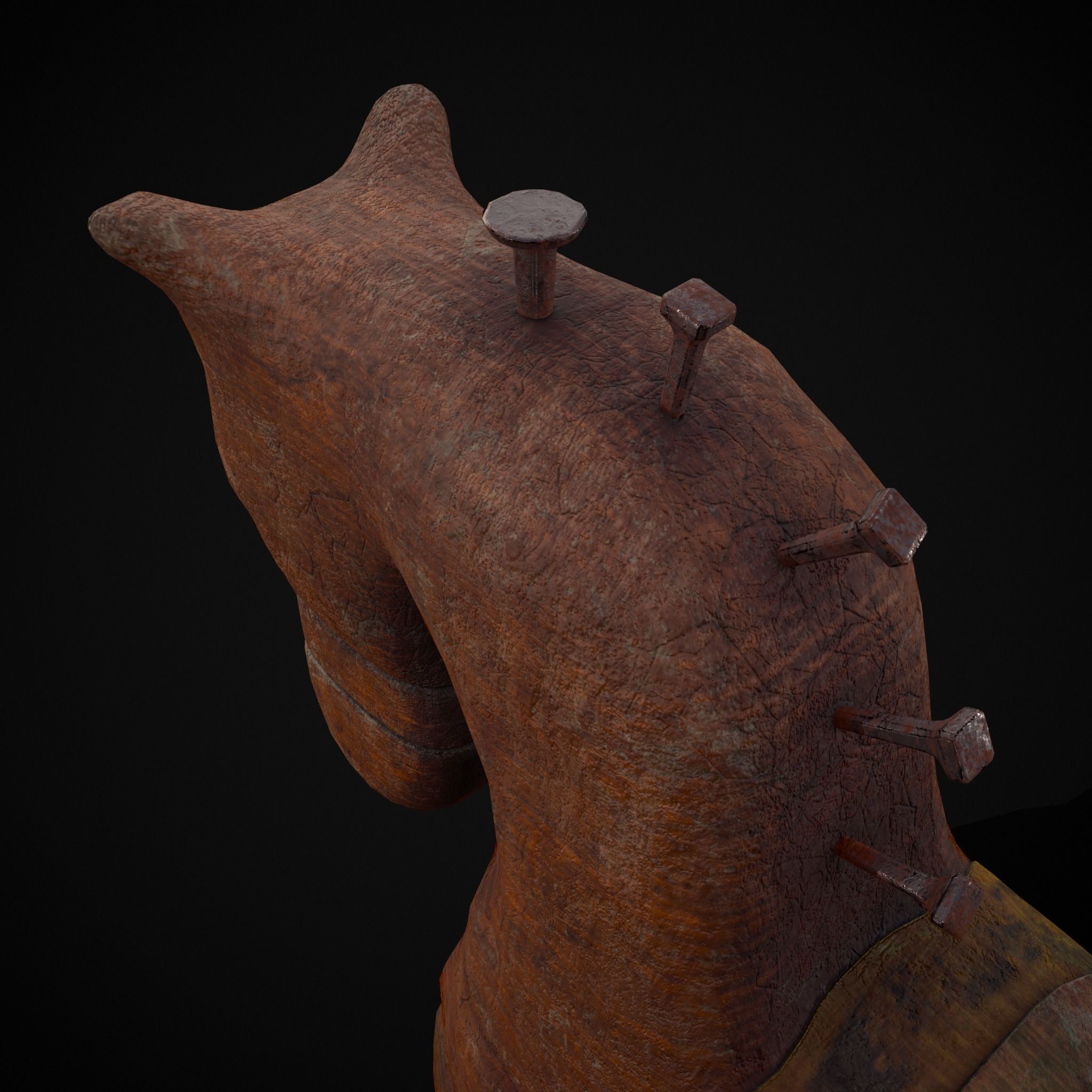 Medieval Horse Pull Along Low-poly 3D model_27