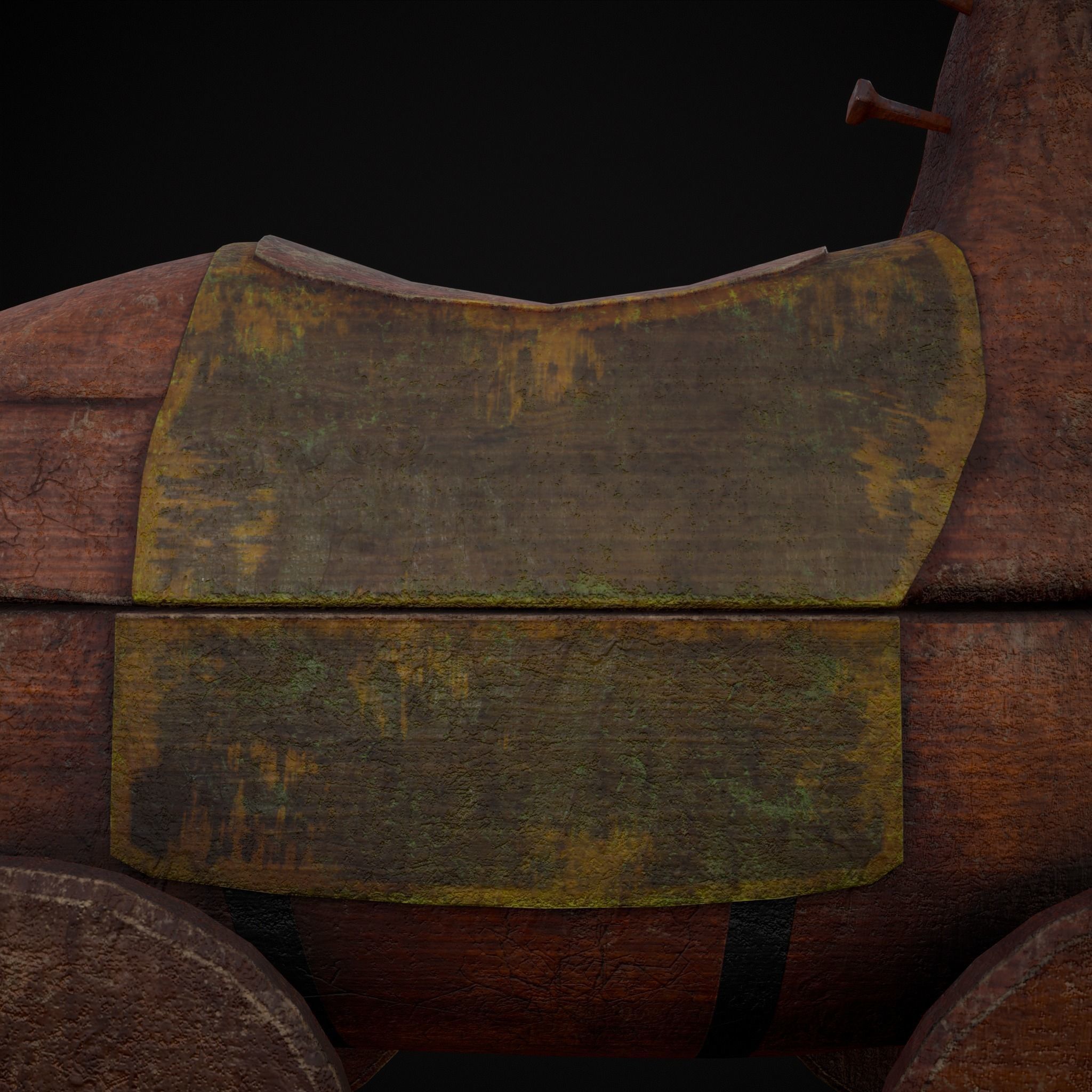 Medieval Horse Pull Along Low-poly 3D model_9