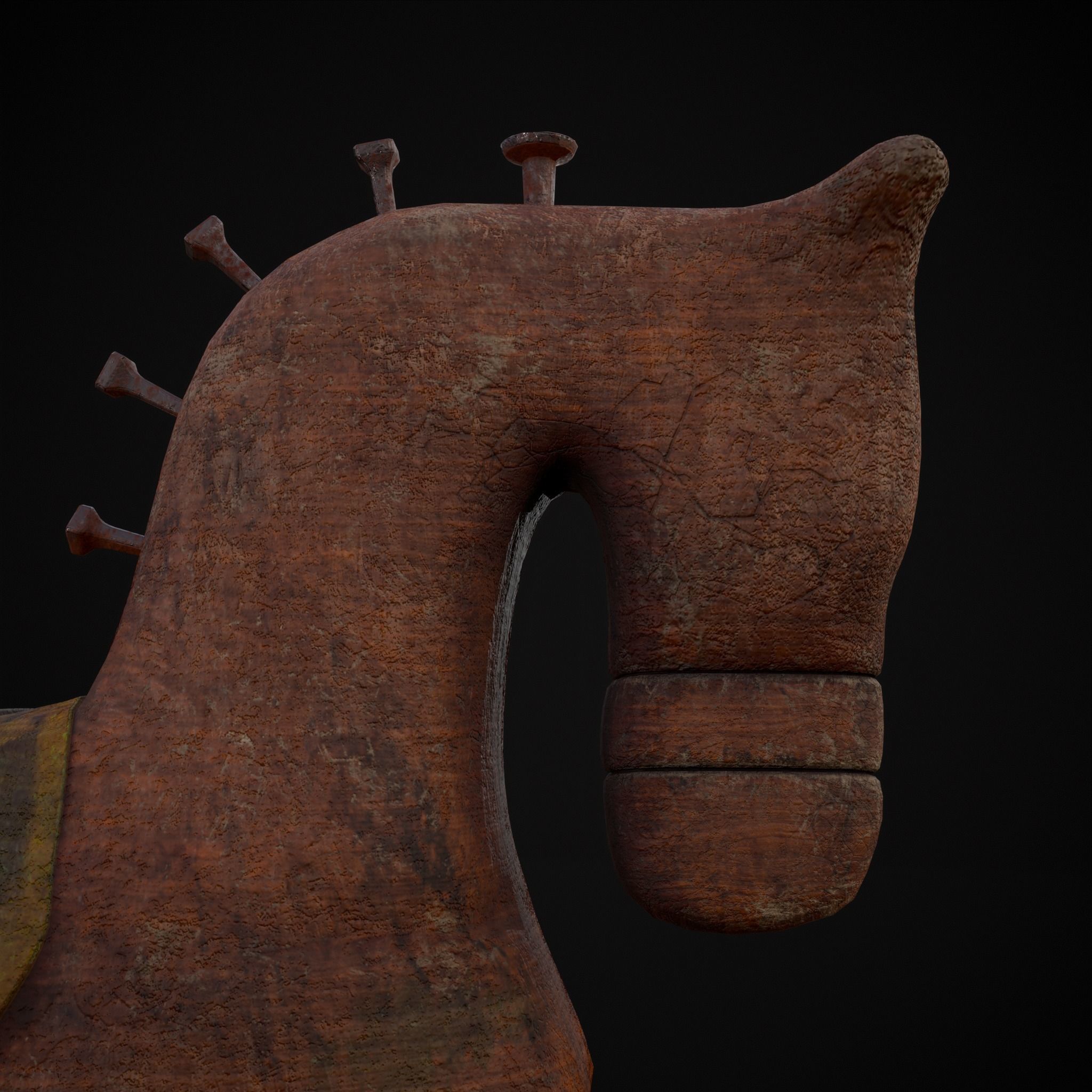 Medieval Horse Pull Along Low-poly 3D model_29