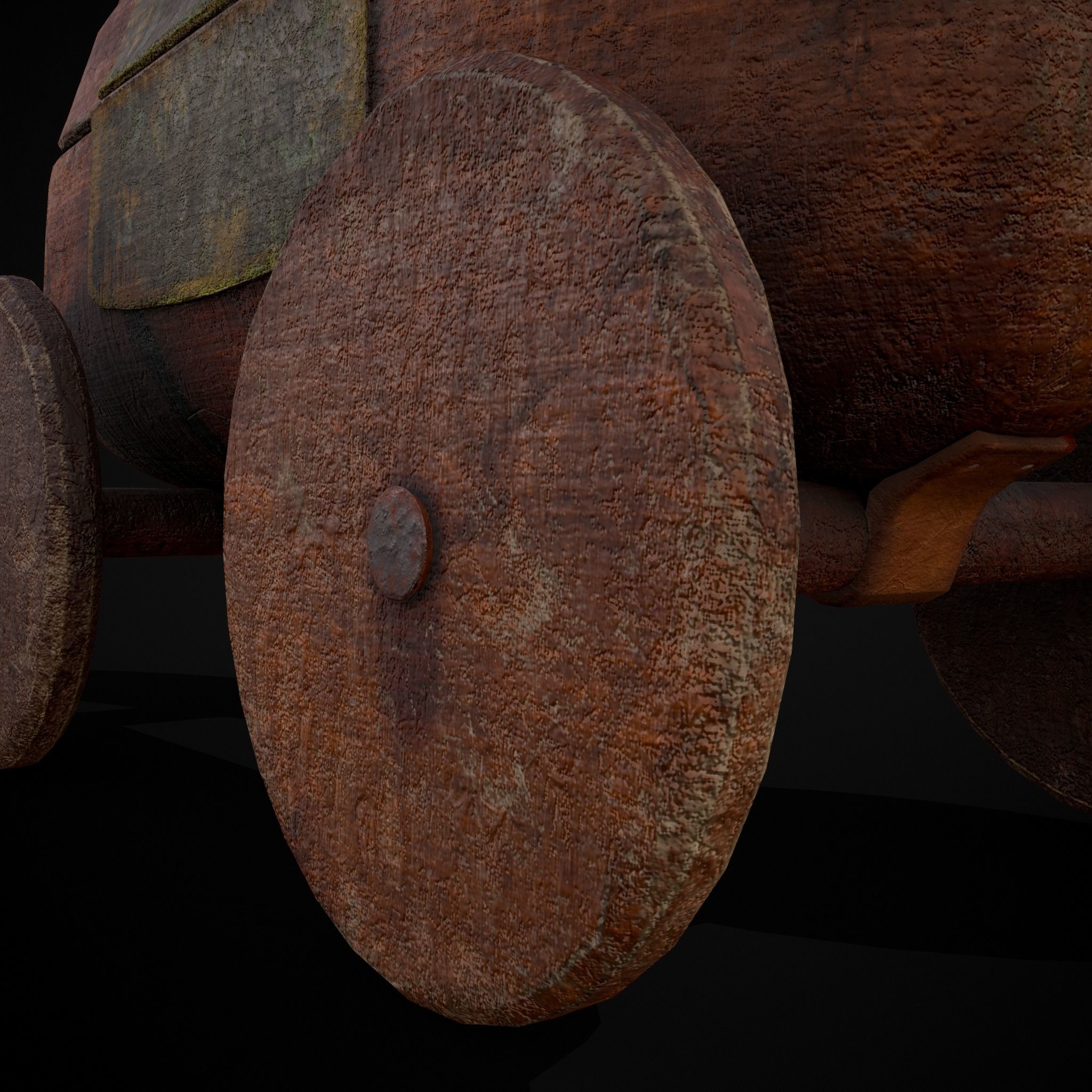 Medieval Horse Pull Along Low-poly 3D model_11