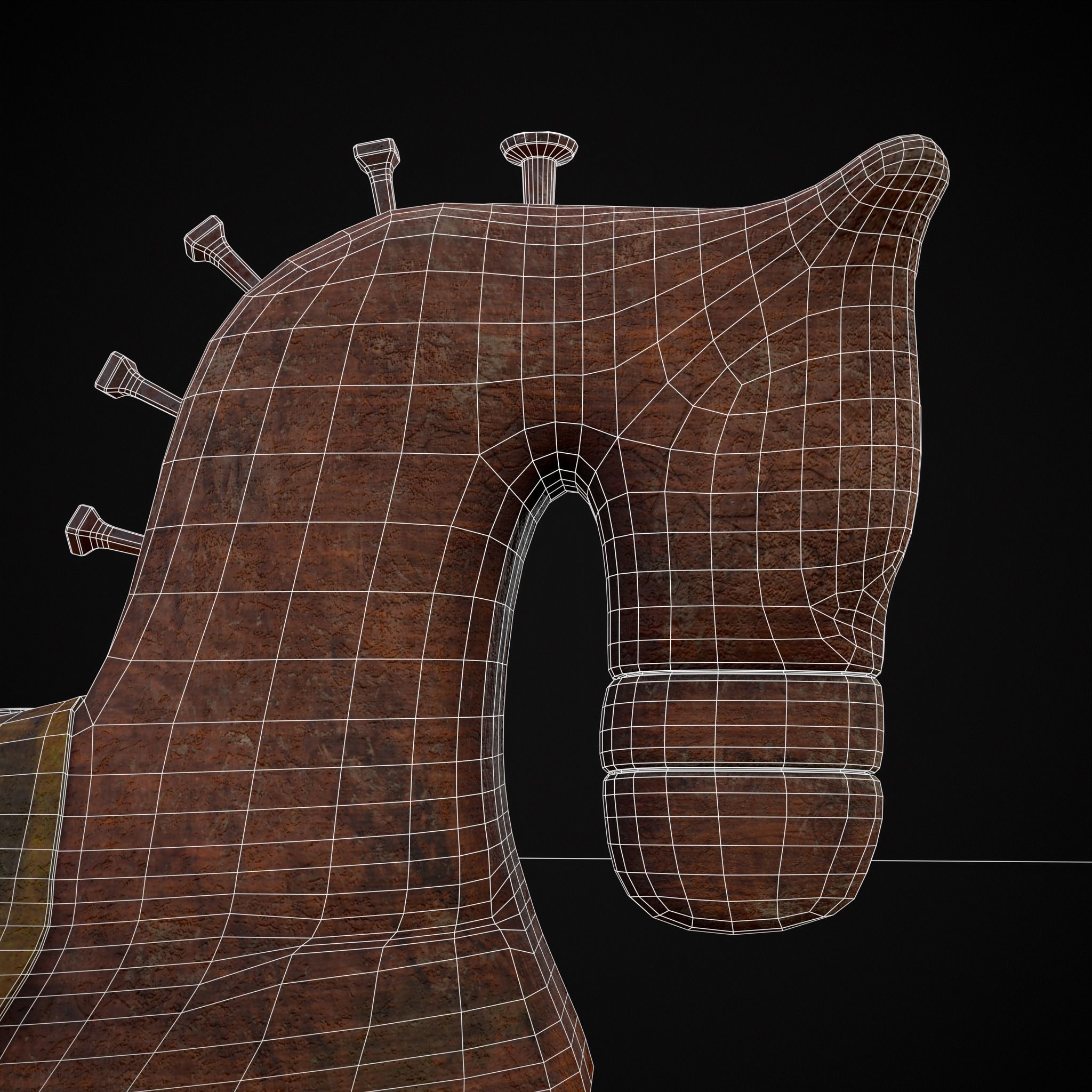 Medieval Horse Pull Along Low-poly 3D model_30