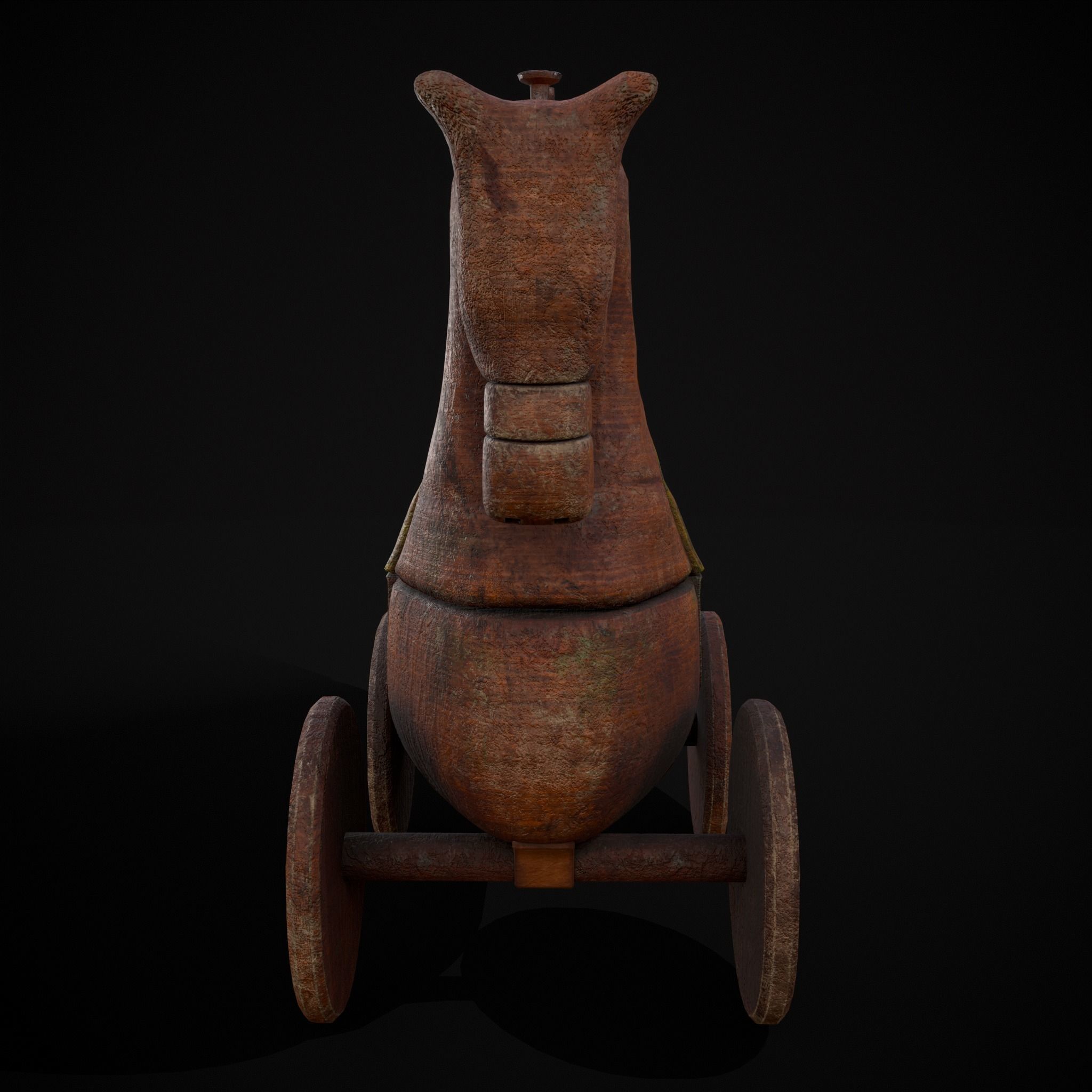 Medieval Horse Pull Along Low-poly 3D model_5