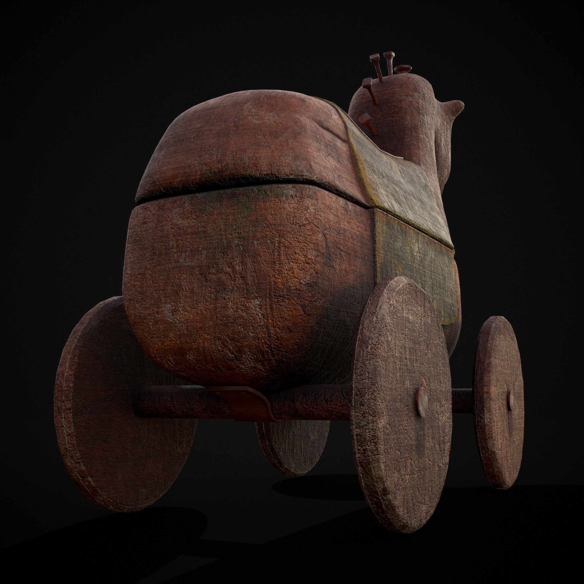 Medieval Horse Pull Along Low-poly 3D model_25