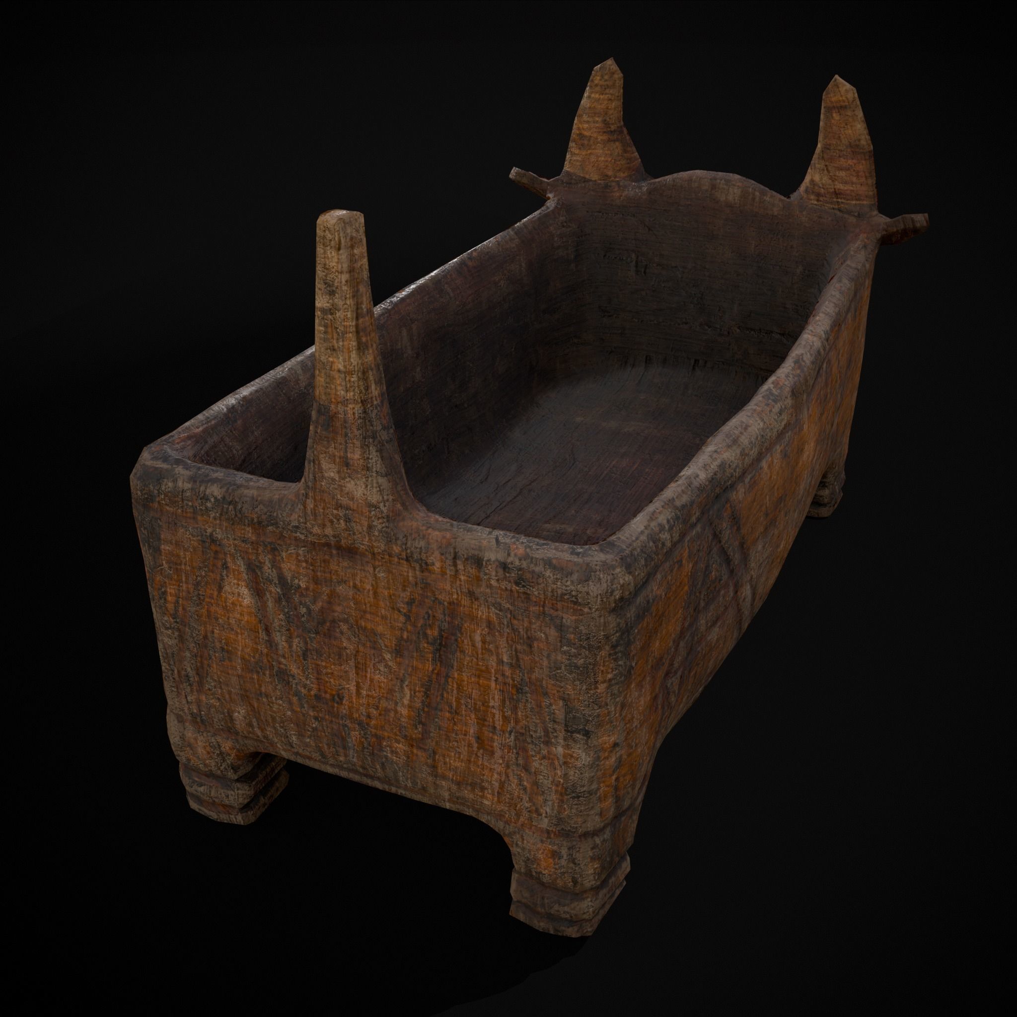 Medieval Carved Pig Container Low-poly 3D model_35