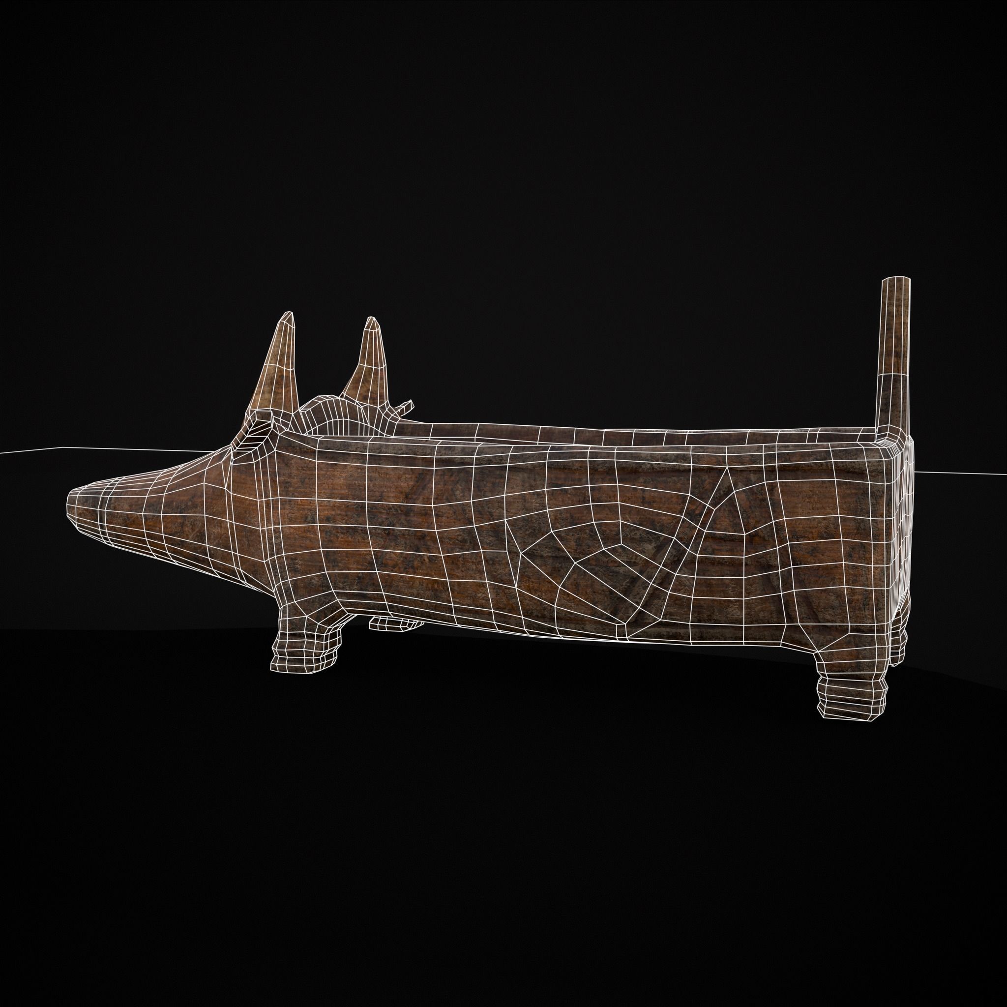 Medieval Carved Pig Container Low-poly 3D model_38
