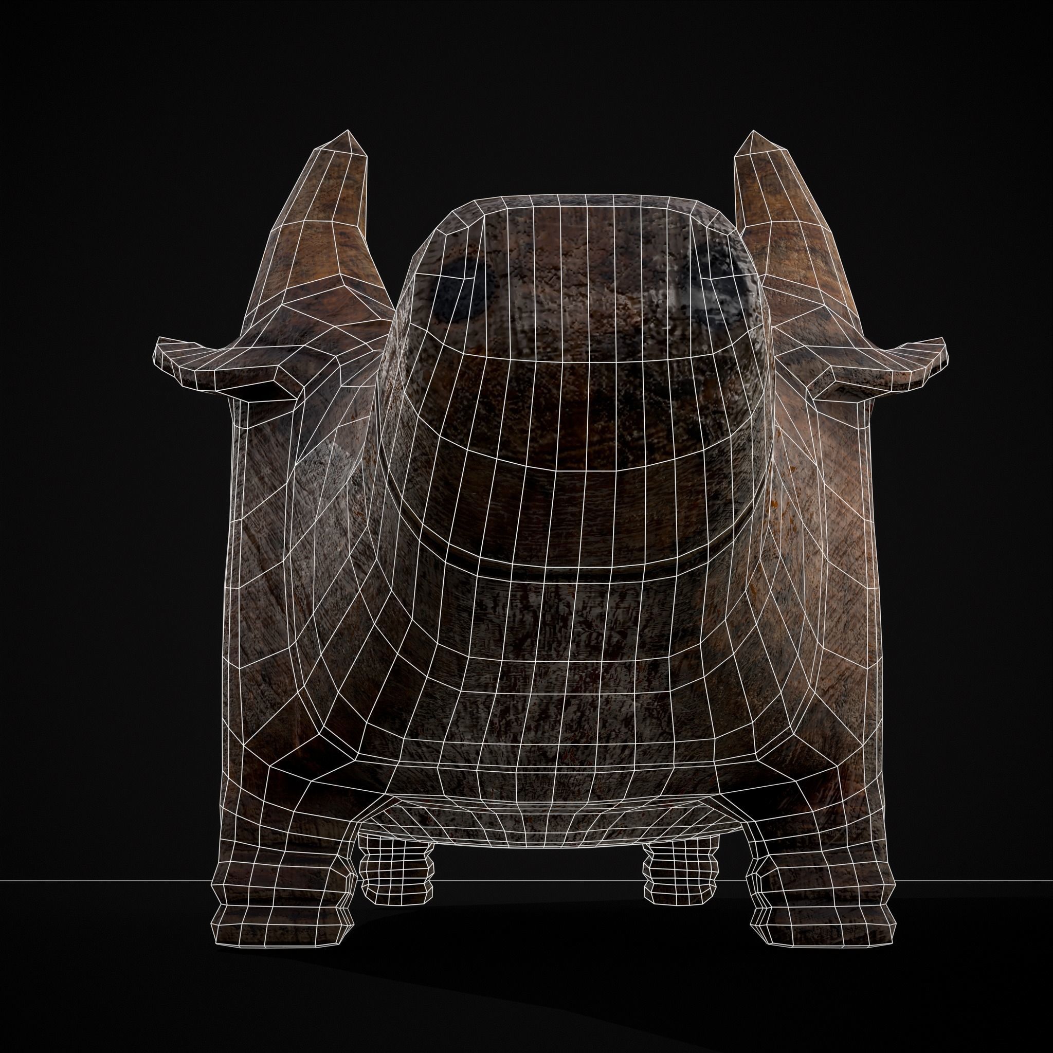 Medieval Carved Pig Container Low-poly 3D model_24