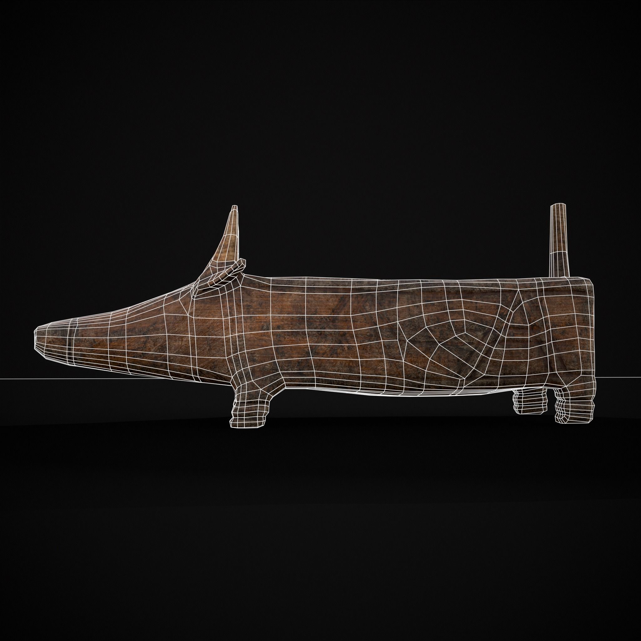 Medieval Carved Pig Container Low-poly 3D model_14