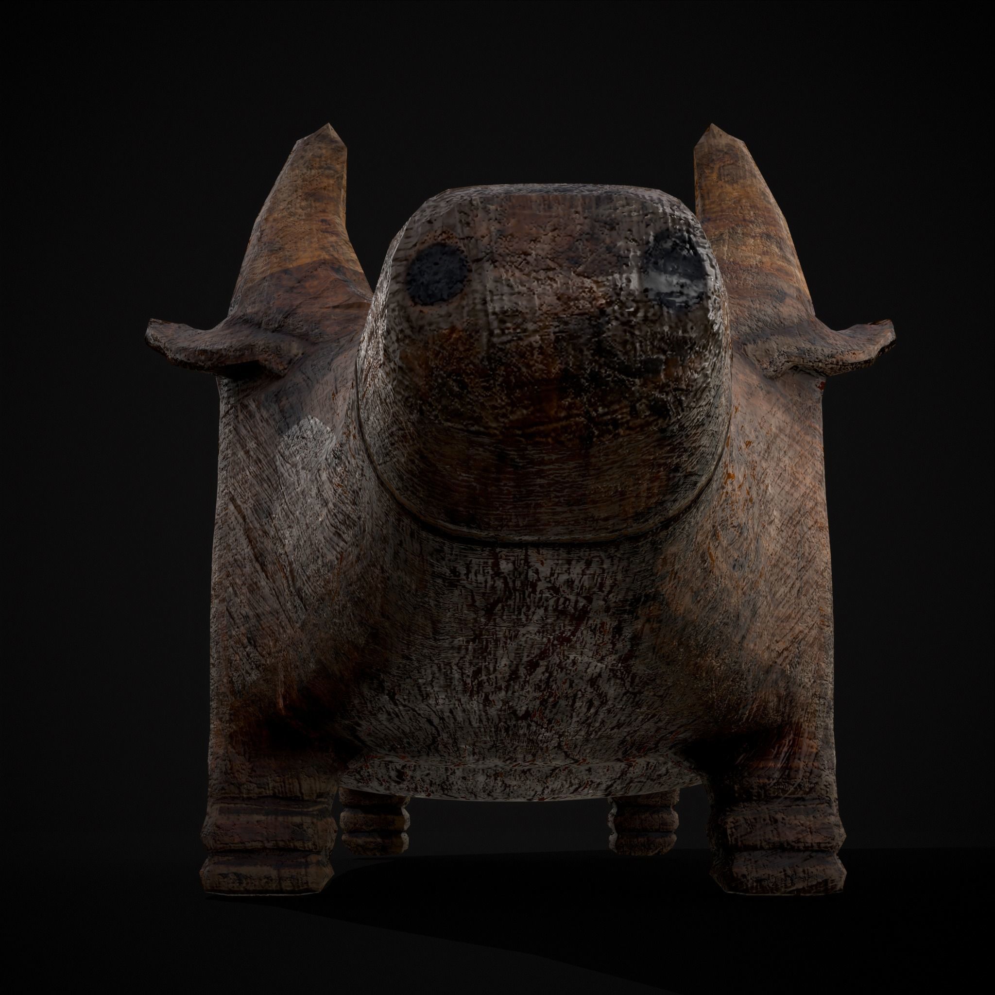 Medieval Carved Pig Container Low-poly 3D model_23