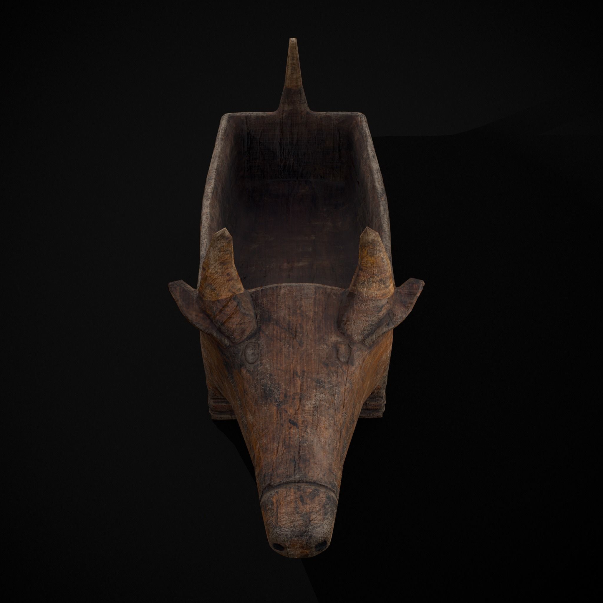 Medieval Carved Pig Container Low-poly 3D model_3