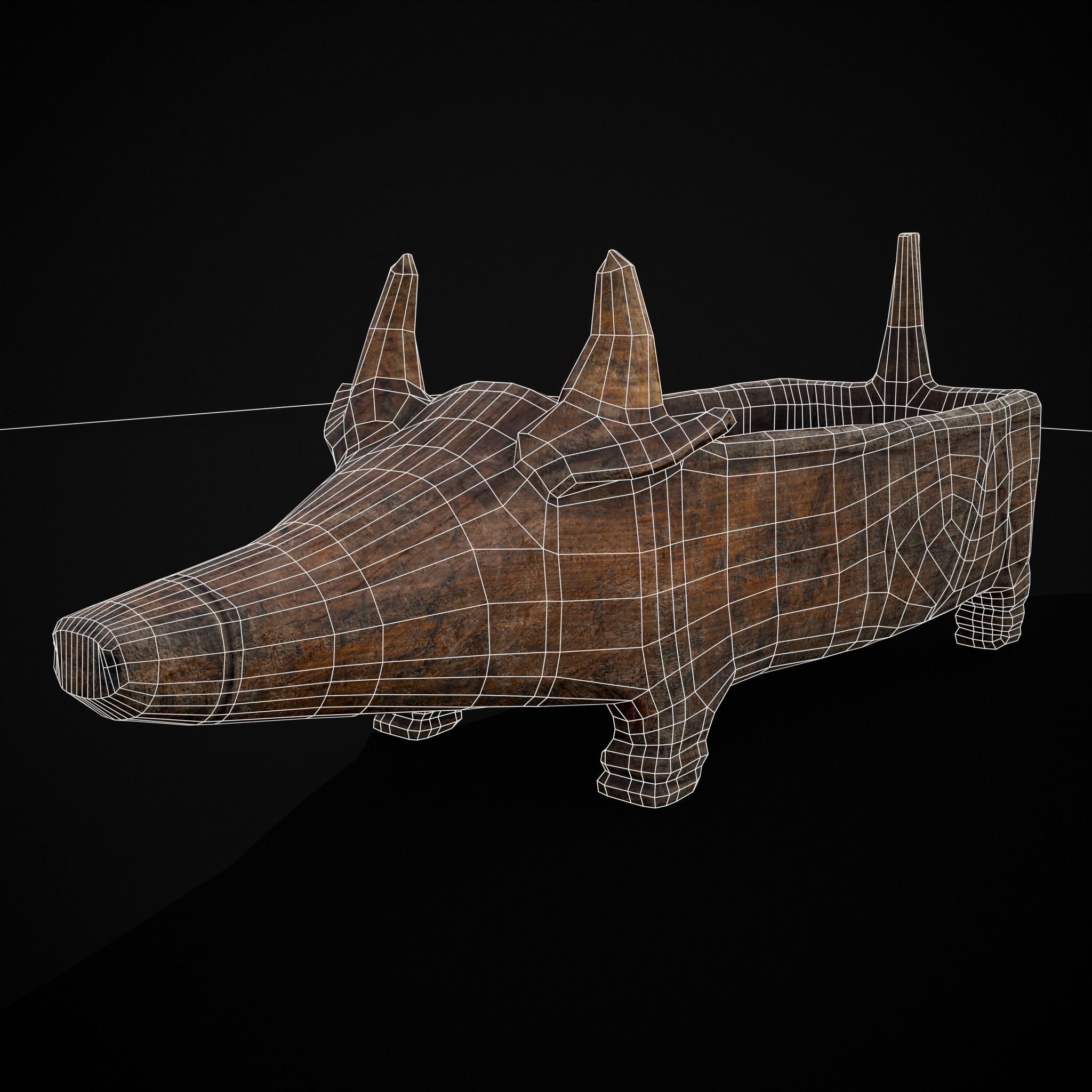 Medieval Carved Pig Container Low-poly 3D model_34