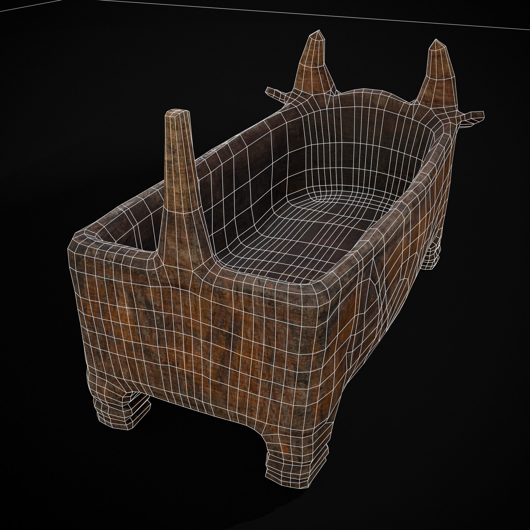 Medieval Carved Pig Container Low-poly 3D model_36