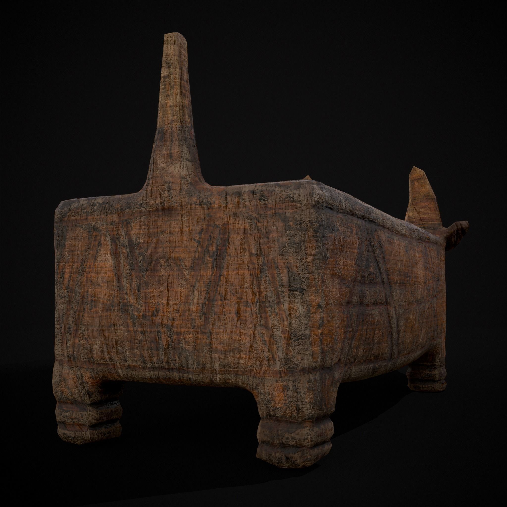 Medieval Carved Pig Container Low-poly 3D model_9